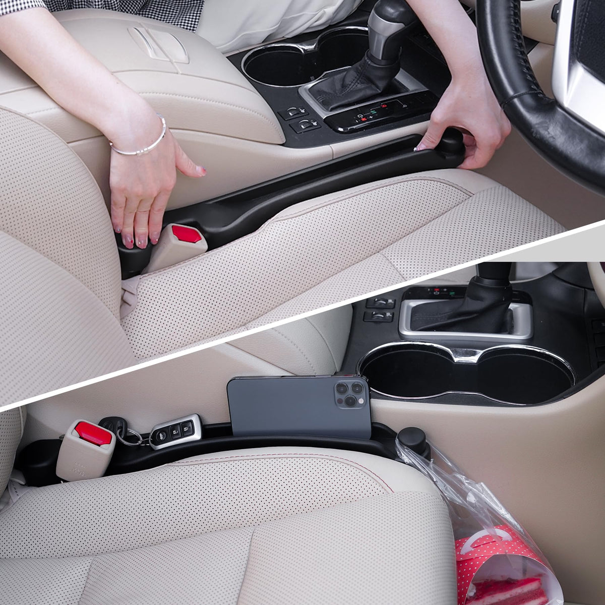 Givifive gap filler 2-pack on the driver side blocks items from dropping