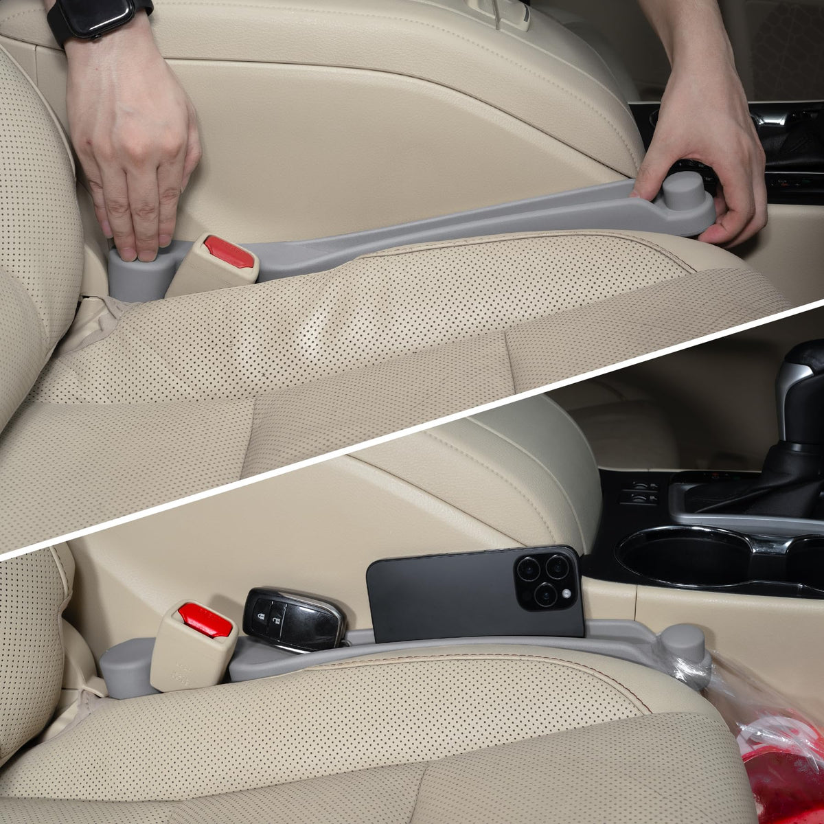 Givifive gap filler driver seat front view showing gap closure and accessibility