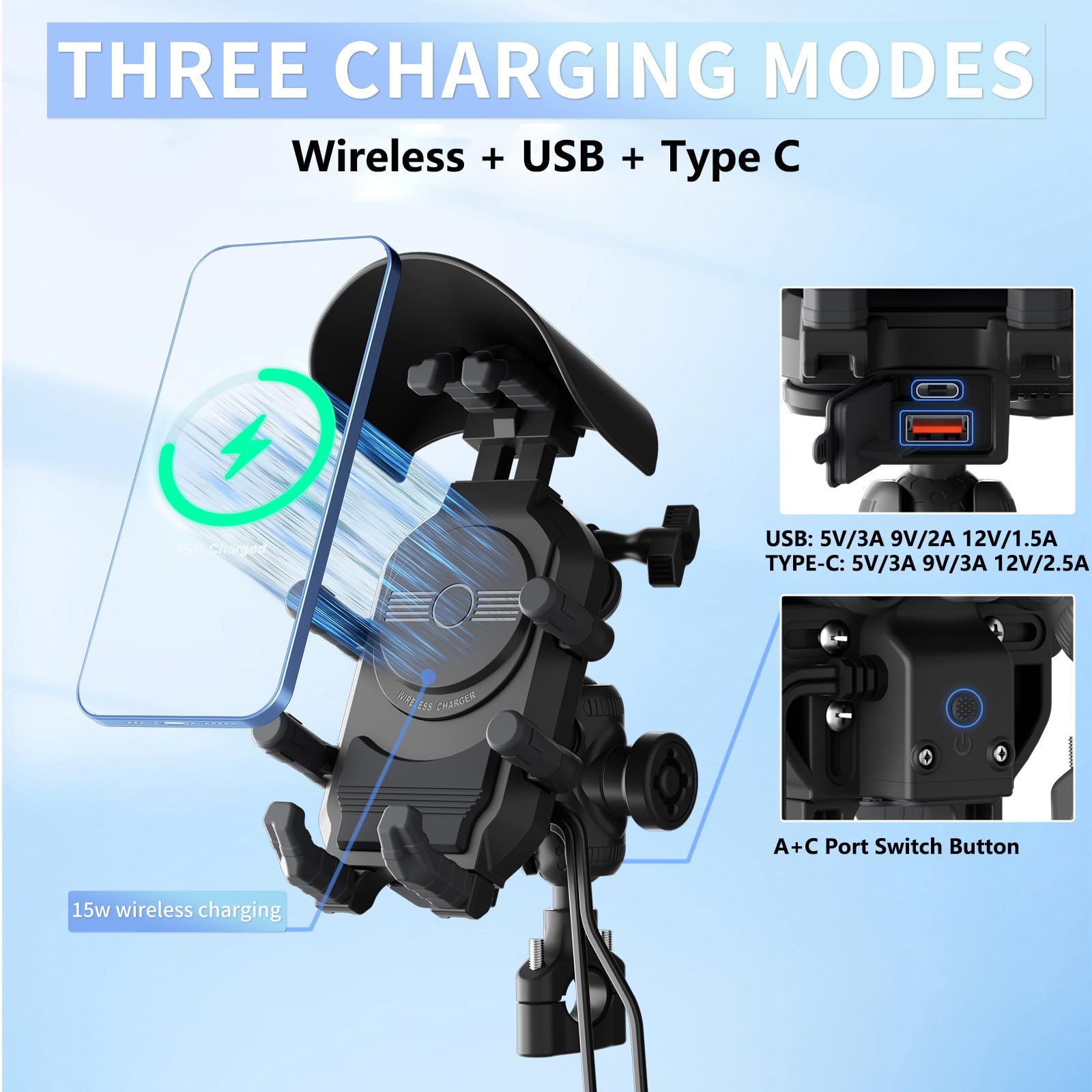 GIYOKAJU wireless charger area showing 15W charging for multiple devices.