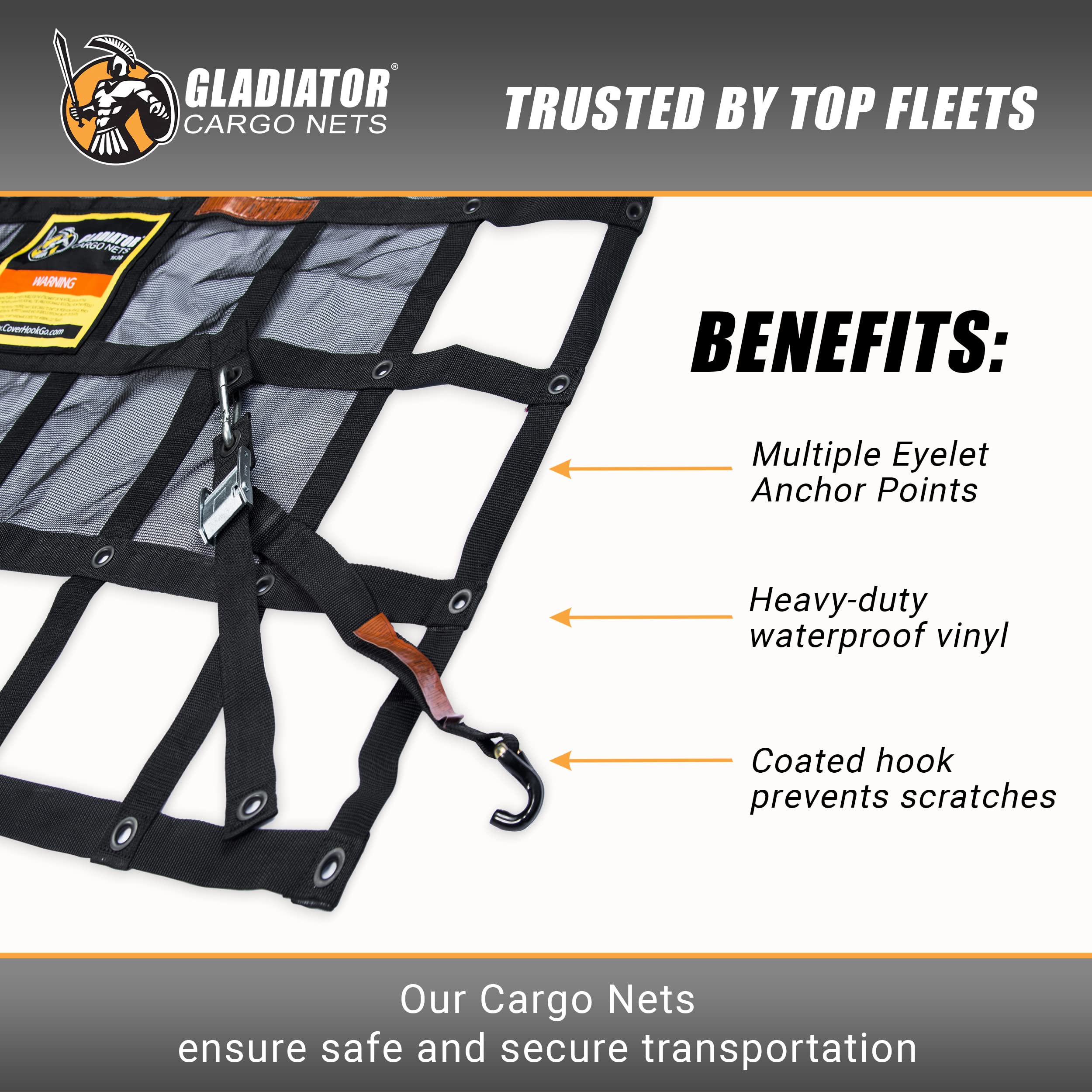 Gladiator Cargo Nets ideal for boat, trailer, or Jeep cargo organization.