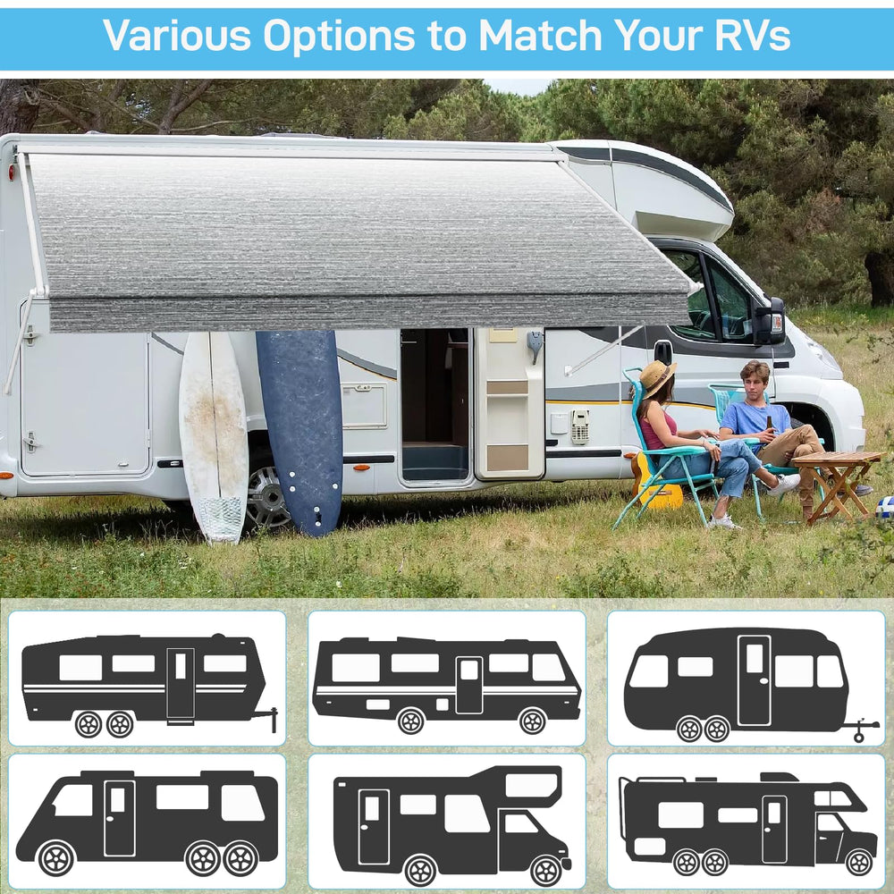 Glamful UV-resistant awning fabric blocks sun and keeps seating cooler