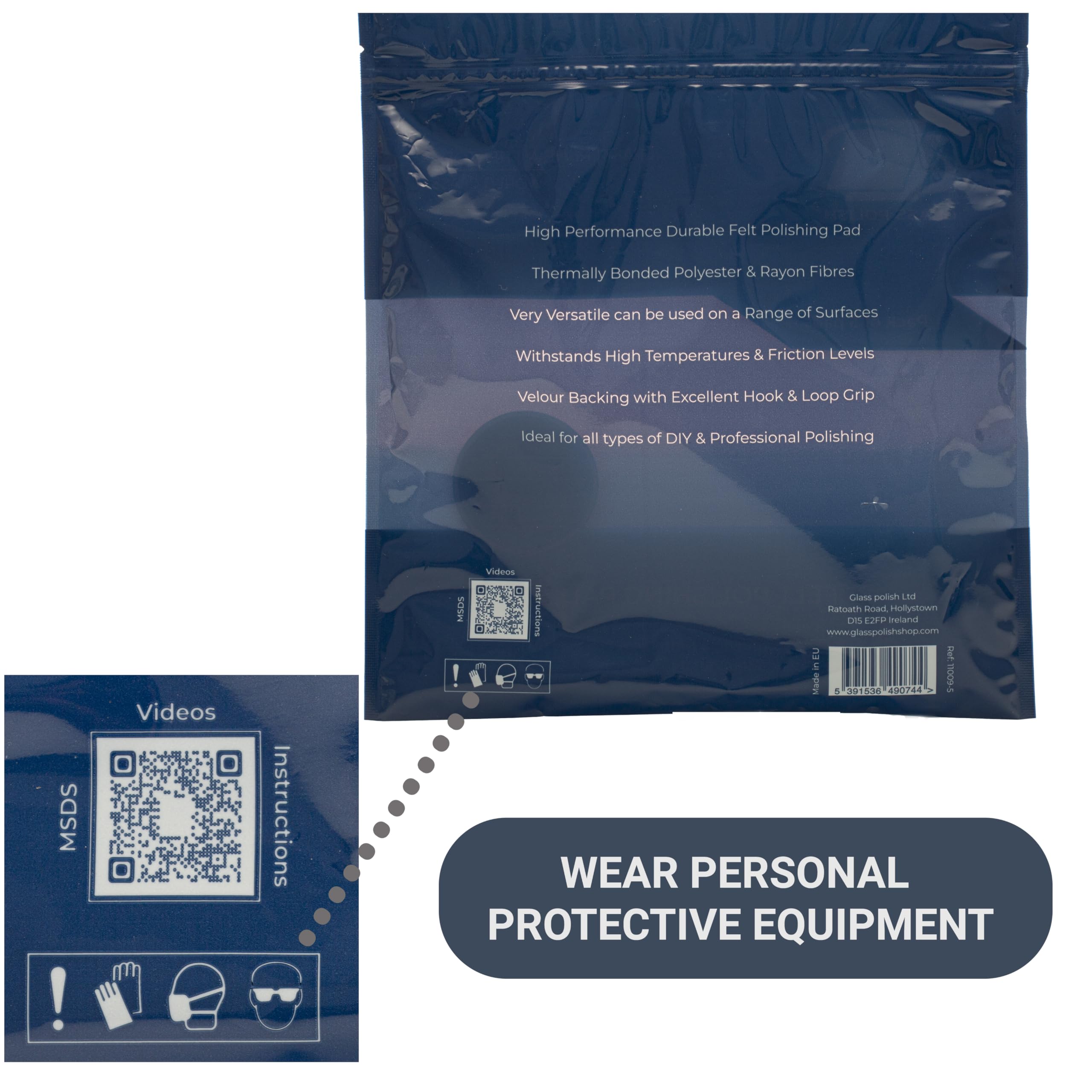 Glass Polish 6 inch pad ideal for large DIY or professional polishing at home office or car.