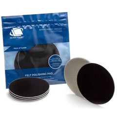 Glass Polish 6 inch pad pack five white and black for versatile surface polishing.