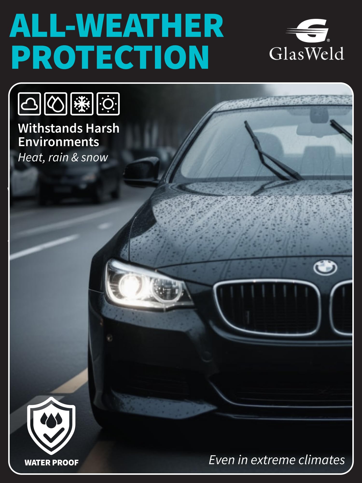 GlasWeld windshield chip repair close-up showing resin penetration