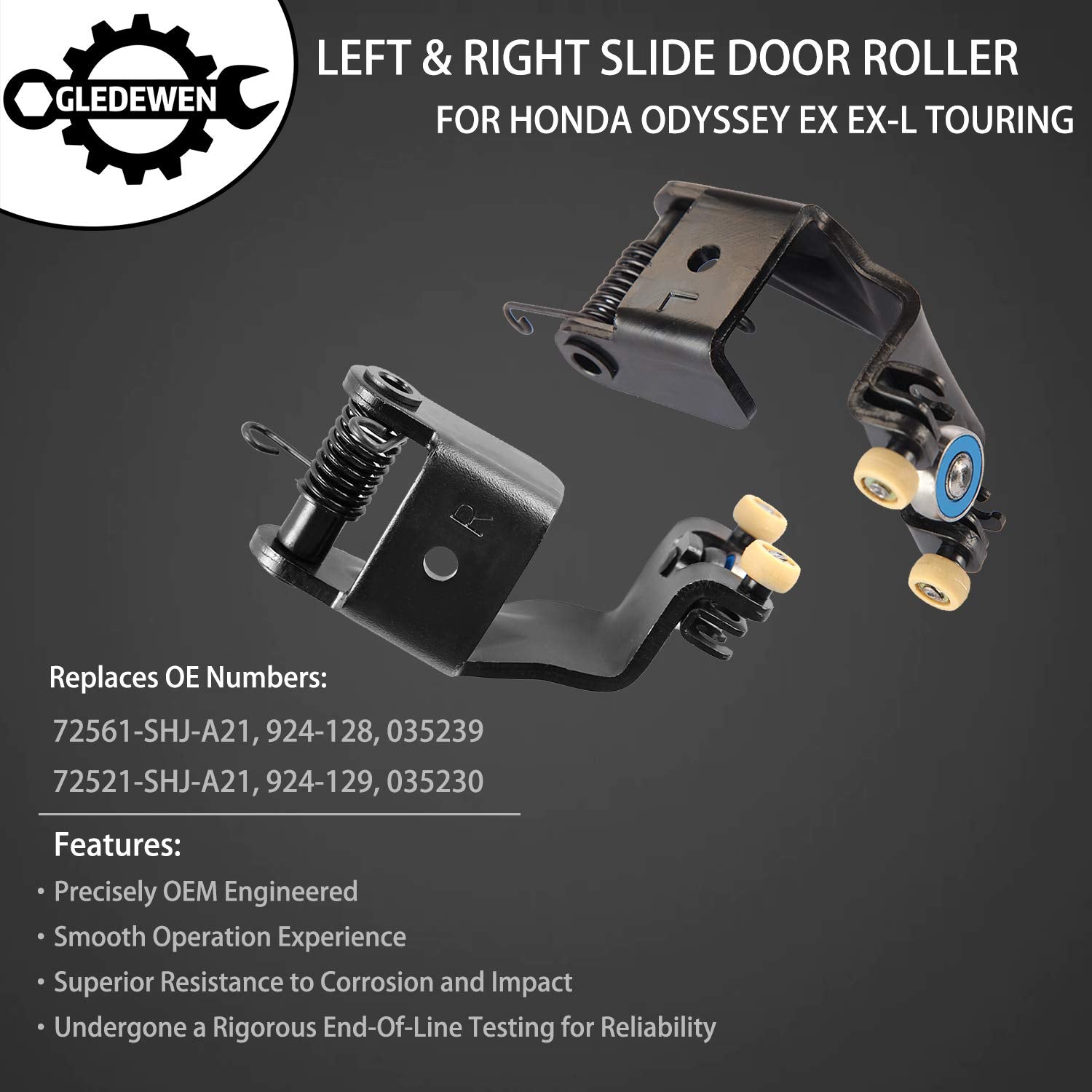 Gledewen slide door roller assembly right side for Honda Odyssey, improved ease