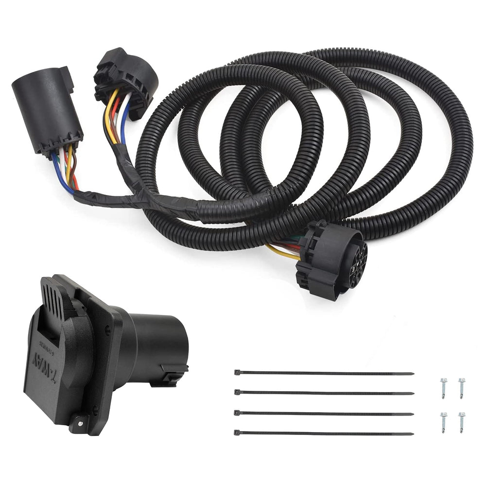 Gledewen 7-pin trailer harness extension showing a 7-foot setup for easy truck bed wiring