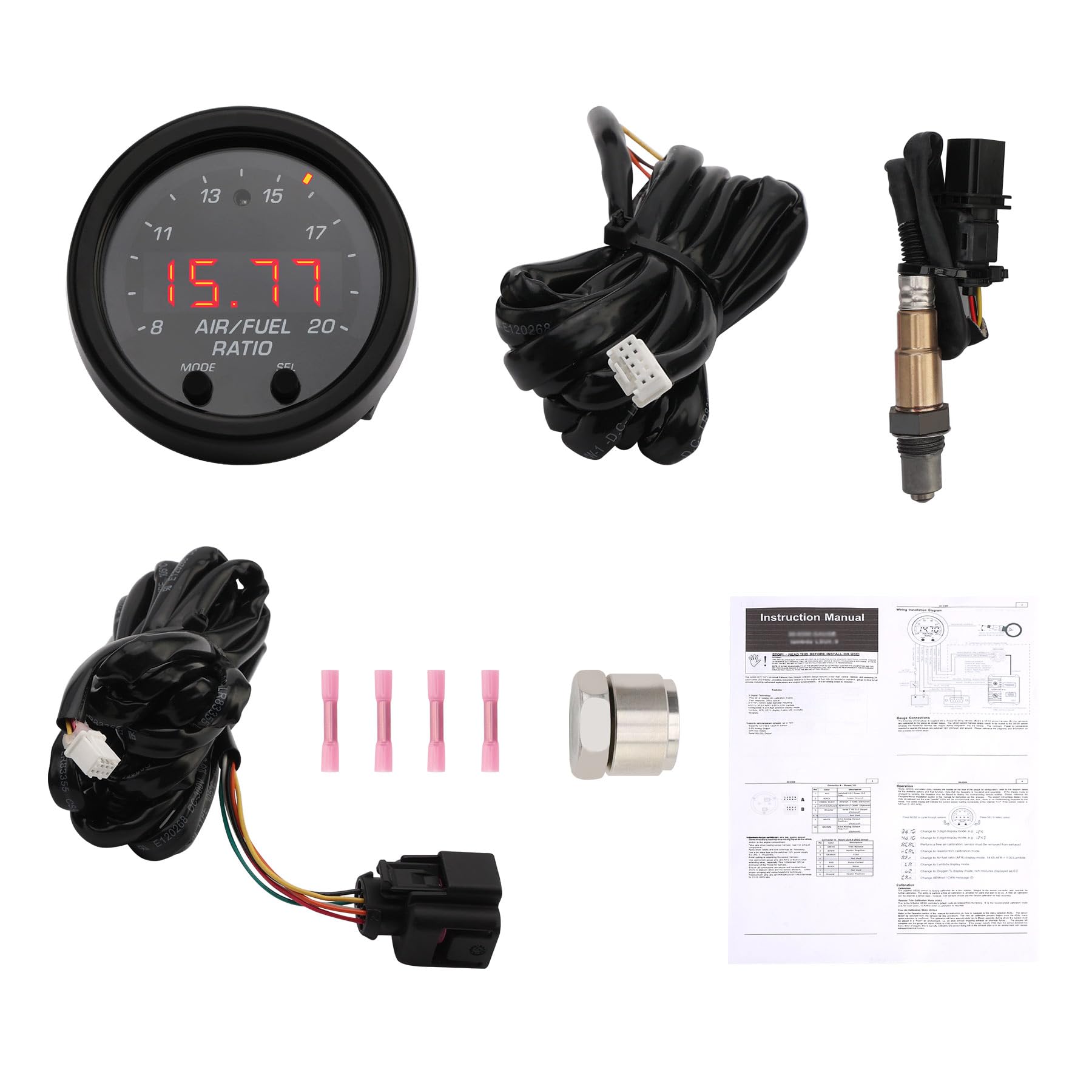 Gledewen AFR 52mm gauge front view with LED display for real-time AFR monitoring