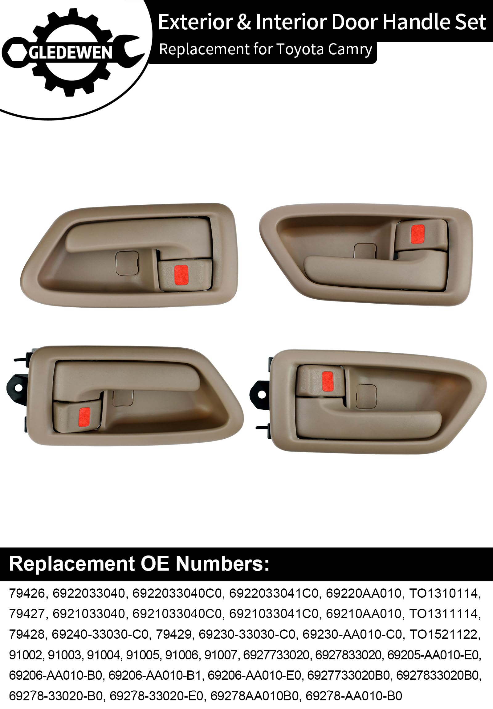 Gledewen Camry rear left exterior door handle replacement for reliability