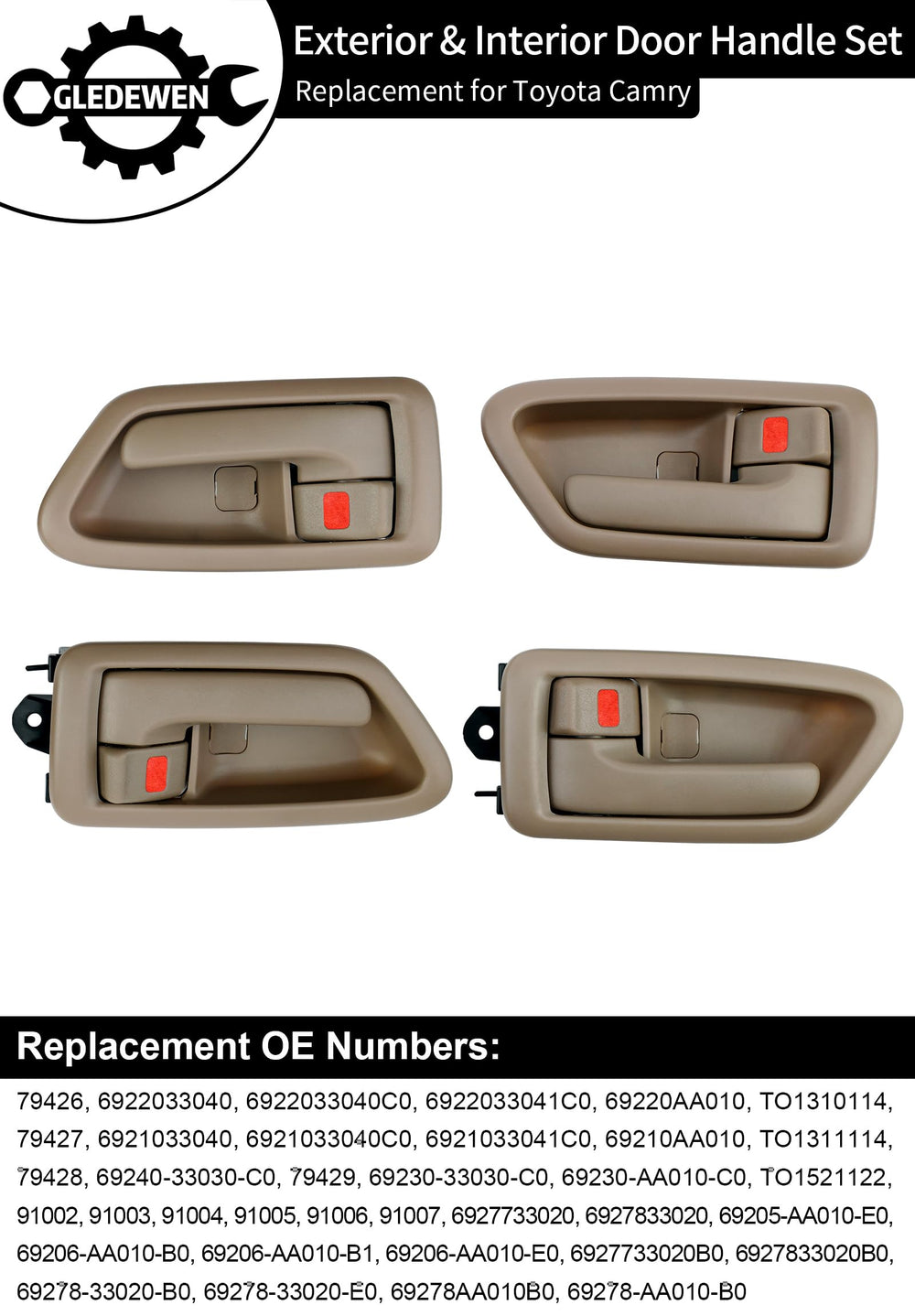 Gledewen Camry rear left exterior door handle replacement for reliability