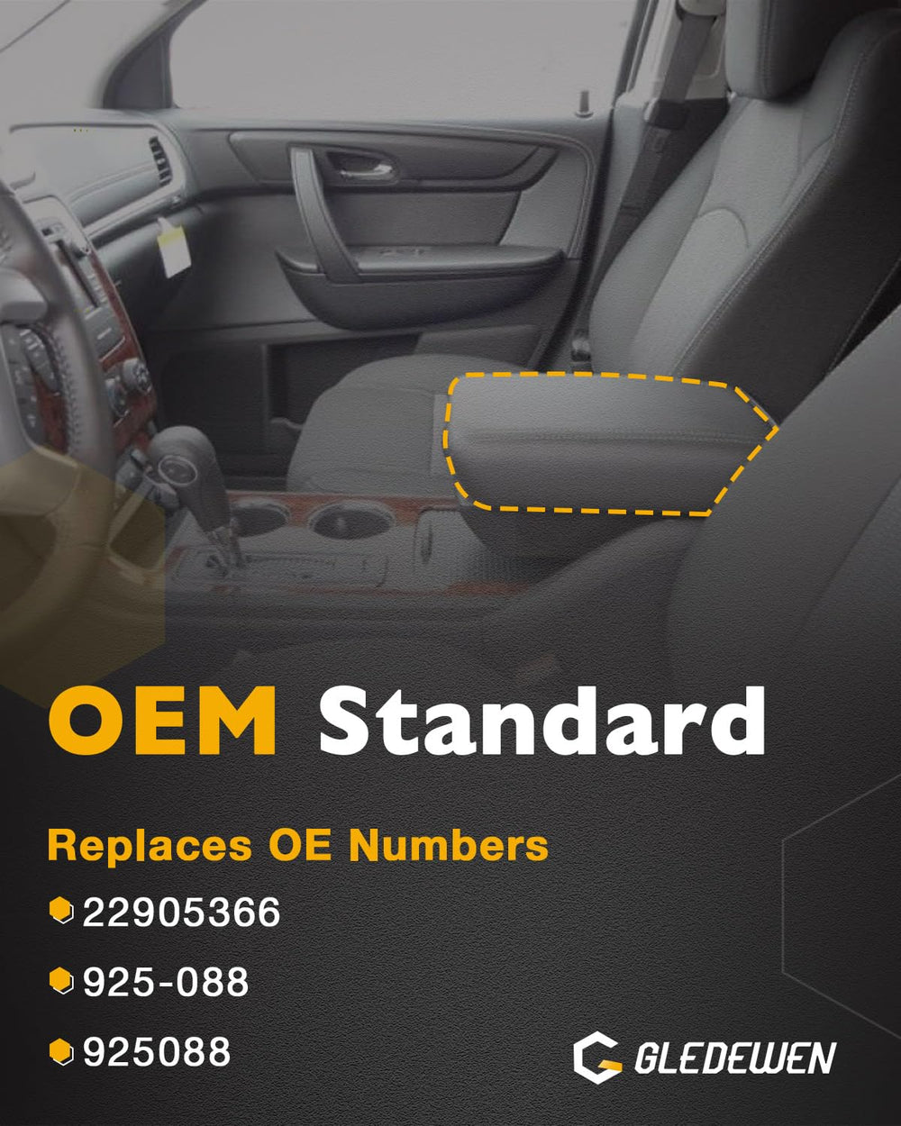 Gledewen center-console-lid-grey for GMC Acadia Limited maintains cabin aesthetics