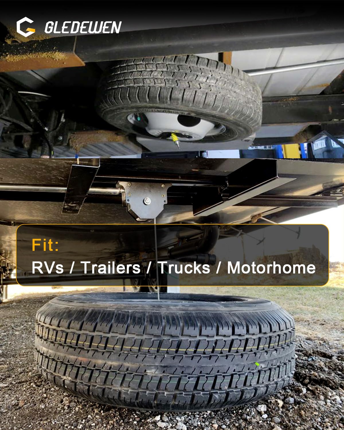 Gledewen-crank-rod-operation-spare-tire-system shows smooth manual lifting and lowering.