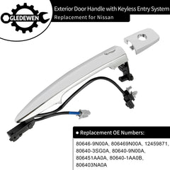 Gledewen chrome door handle with RFID sensor closeup for smart entry capability.