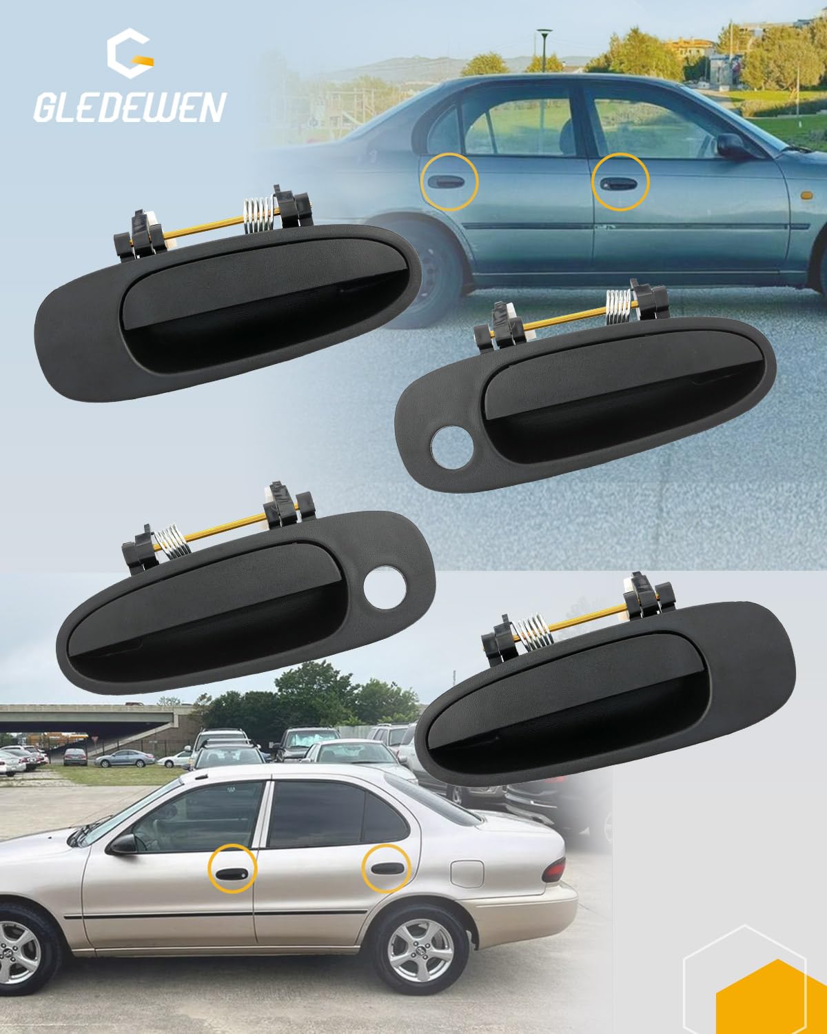 Gledewen interior front-left door handle, matte black finish, smooth operation.