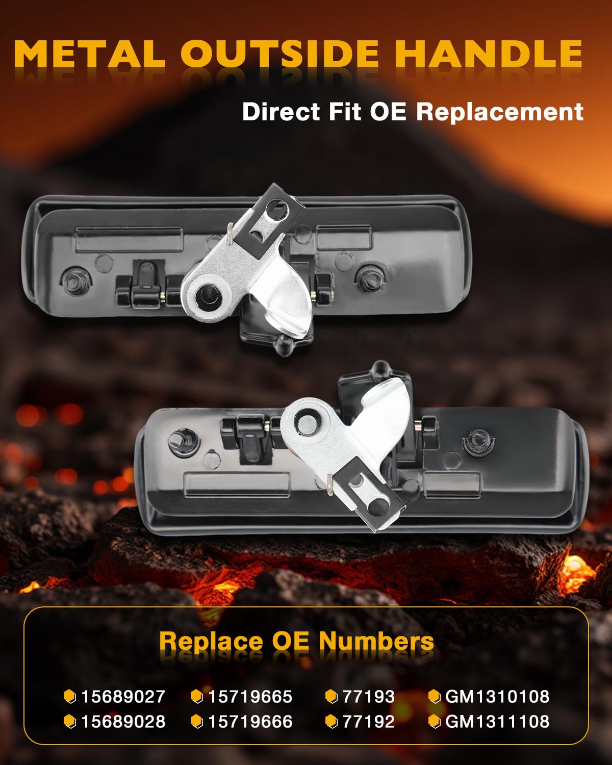 Gledewen door handle pair in smooth black finish for GM vans.