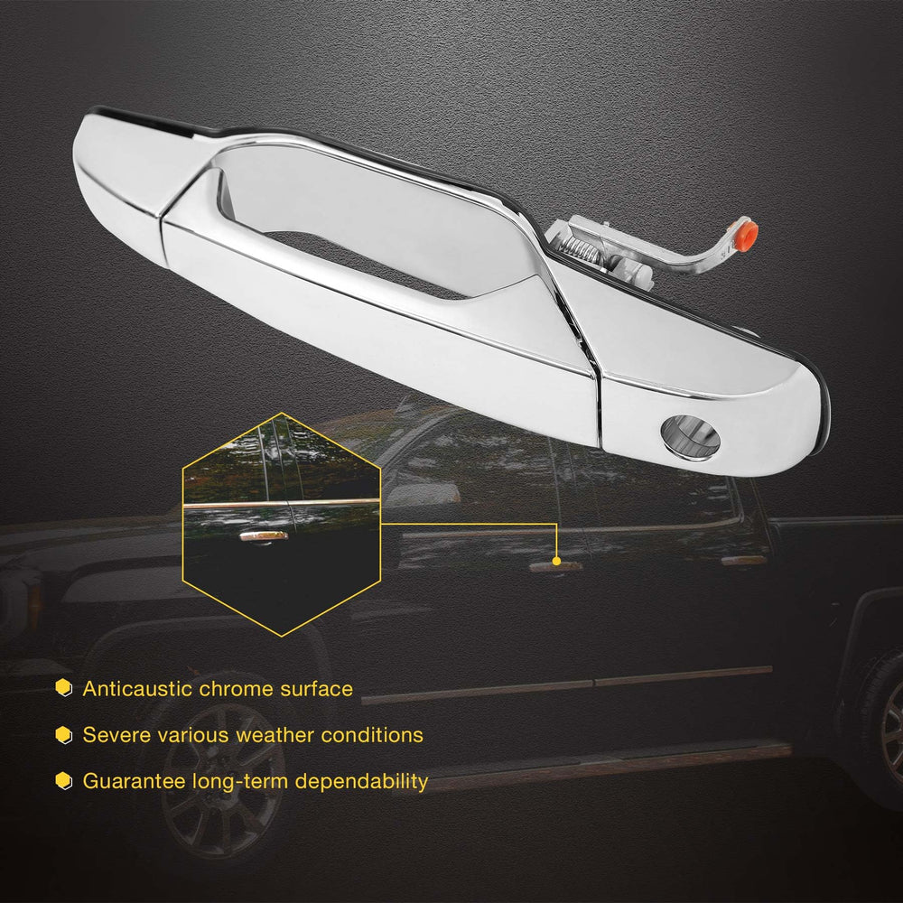 Gledewen exterior chrome door handle rear driver side, durable chrome finish