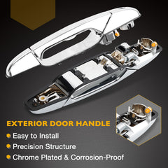 Close-up of Gledewen chrome driver-side door handle showing finish and edges.
