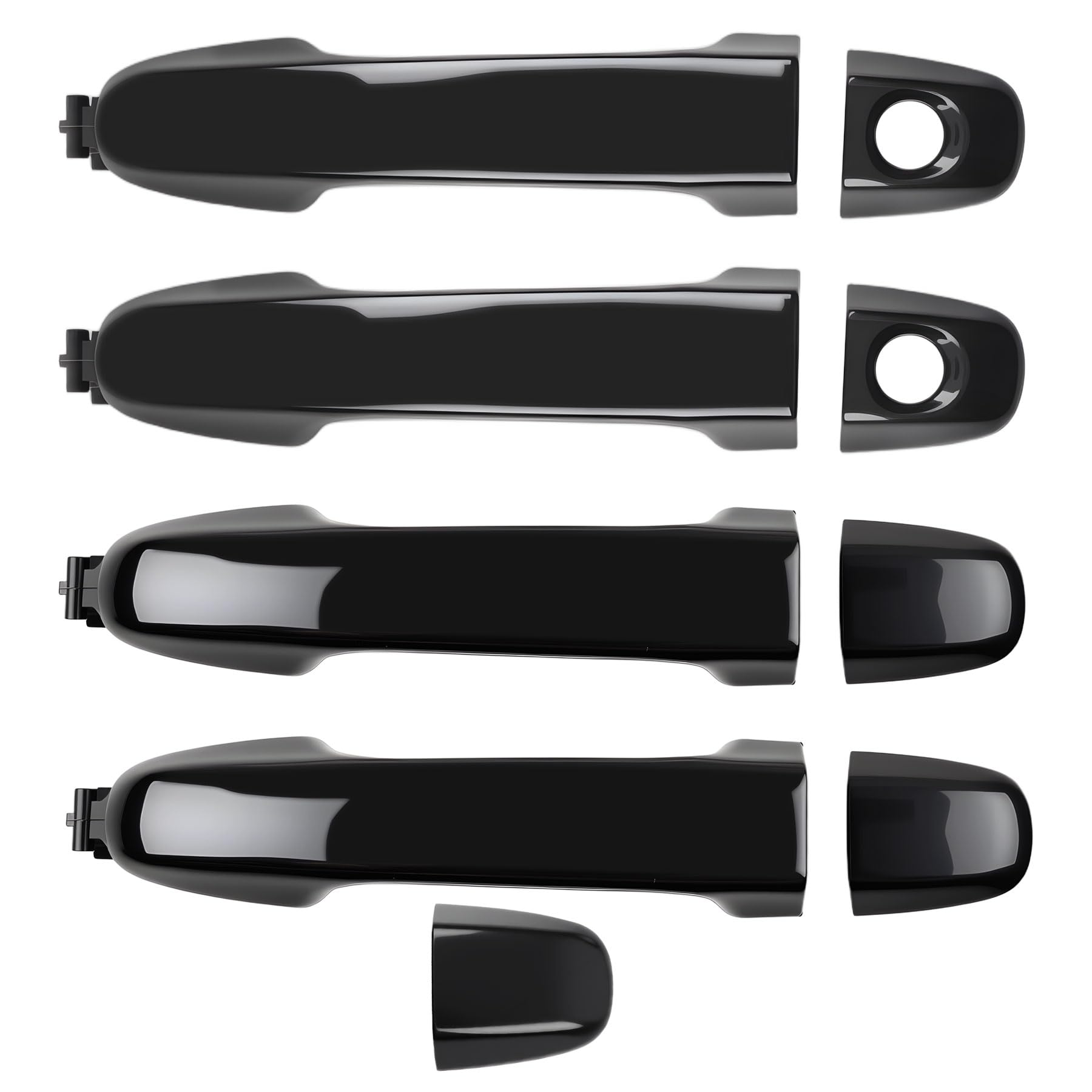 Gledewen exterior door handle front driver side with smooth black finish for Camry replacement