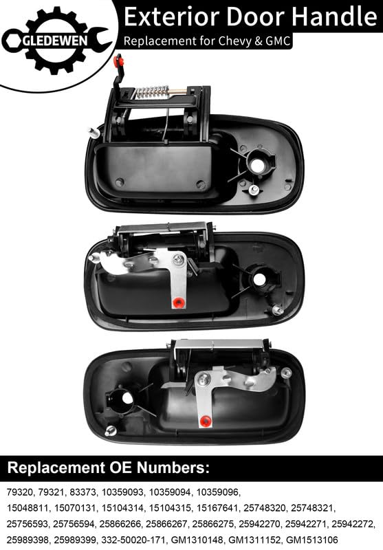 Gledewen exterior door handle front right with keyhole for Chevy Express – reliable operation