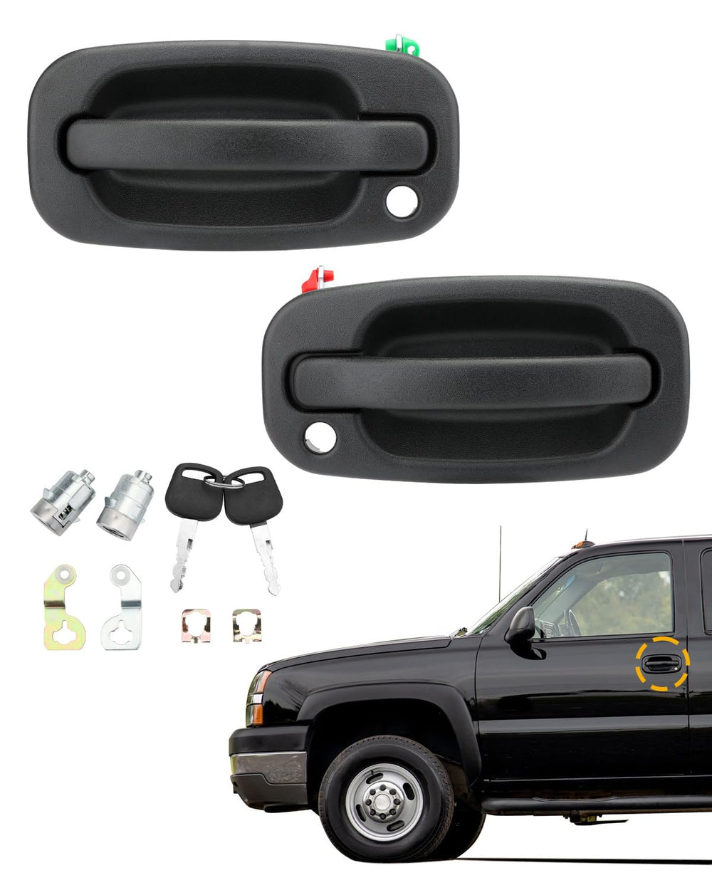 Gledewen exterior left door handle with keyhole for easy replacement.