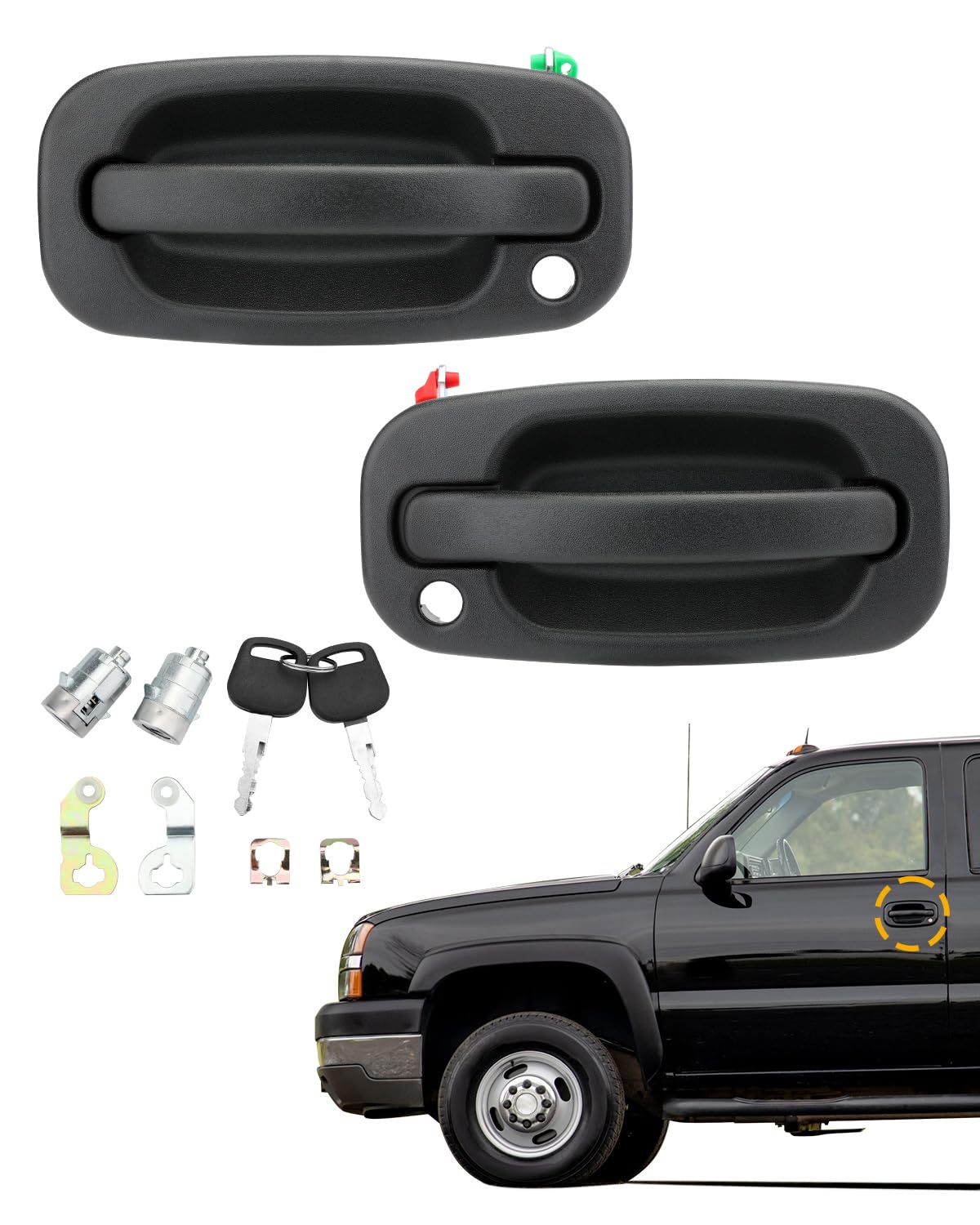 Gledewen exterior left door handle with keyhole for easy replacement.