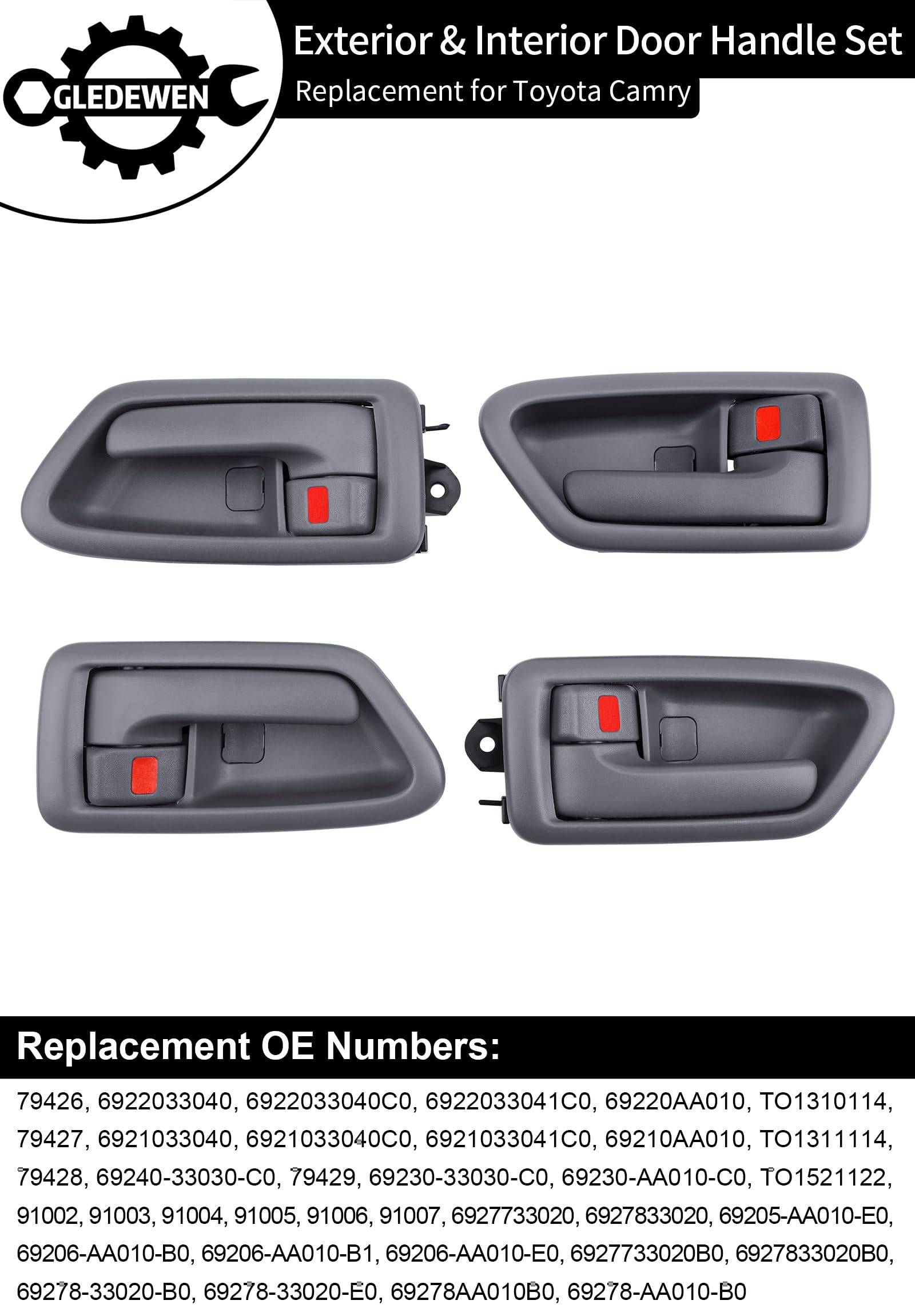 Gledewen exterior rear-left door handle for Camry 97-01 with reliable operation.