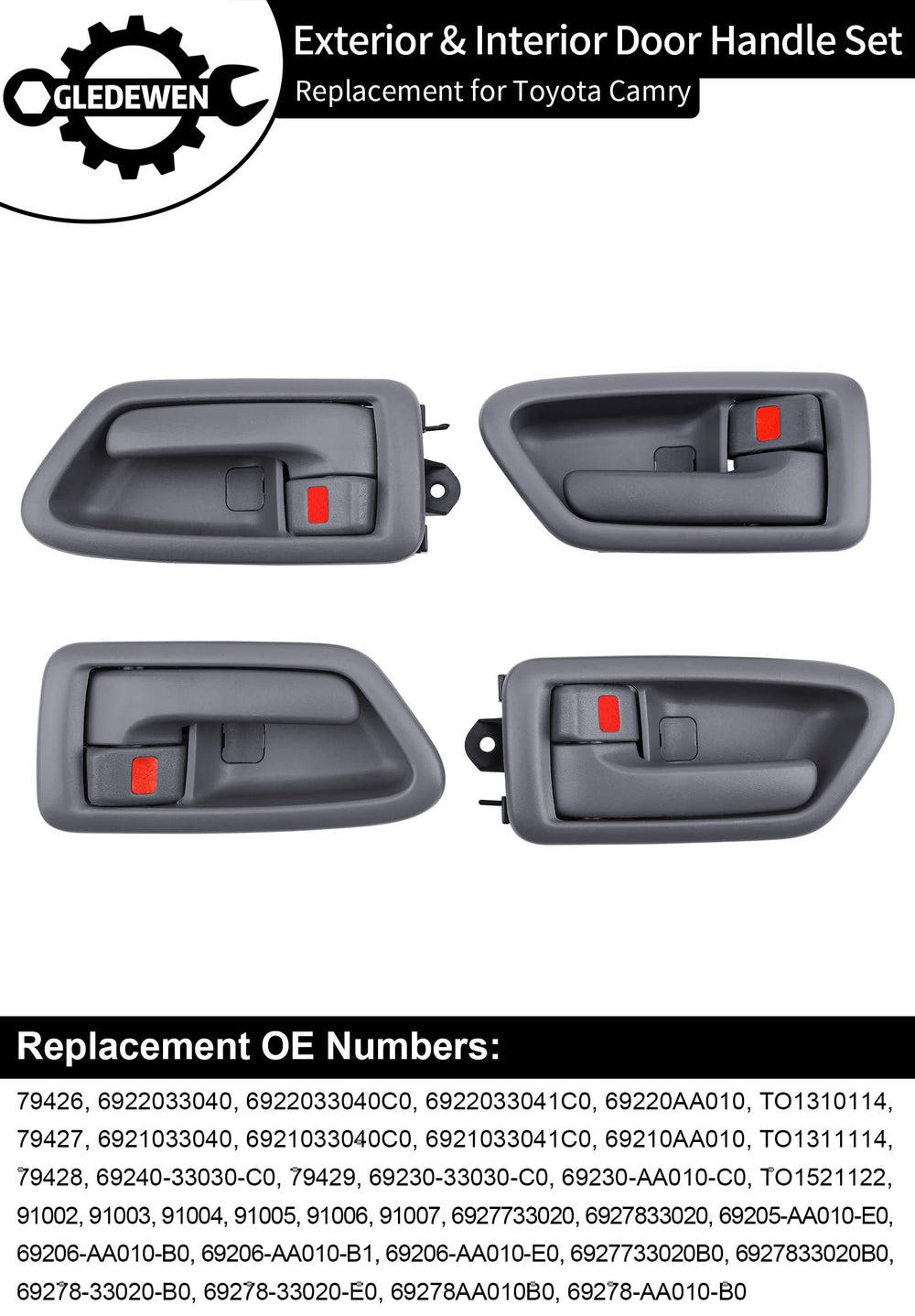 Gledewen exterior rear-left door handle for Camry 97-01 with reliable operation.