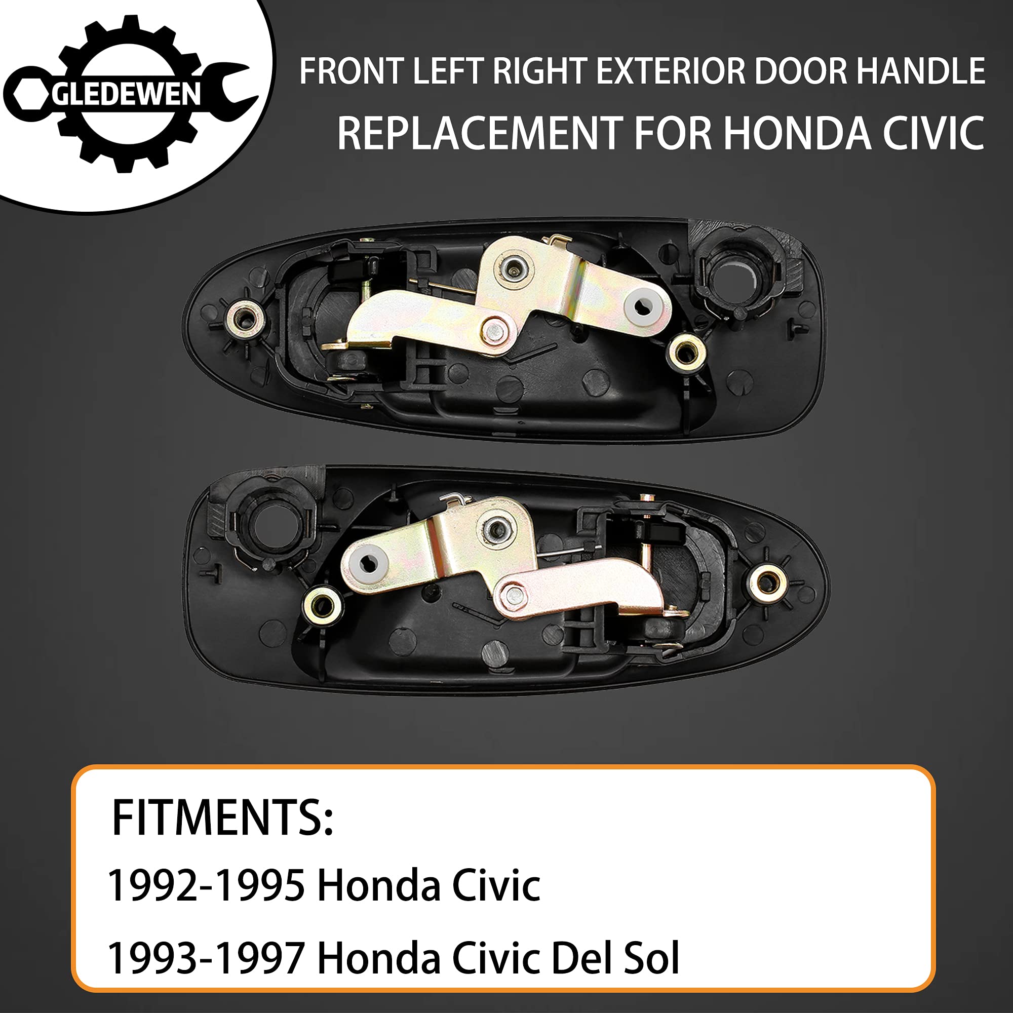 Gledewen exterior front-left door handle with keyhole, durable replacement for Civic Del Sol