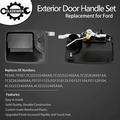 Gledewen exterior rear left door handle for Ford Super Duty; durable exterior upgrade.