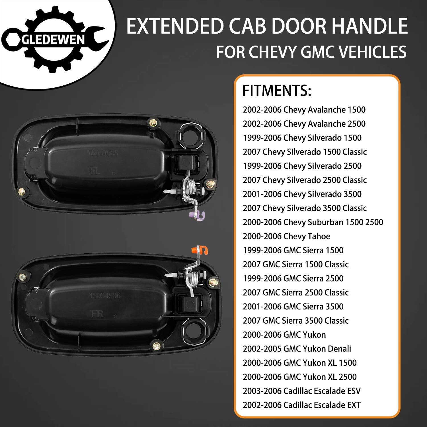 Gledewen front-left exterior door handle with keyhole, OEM-style replacement