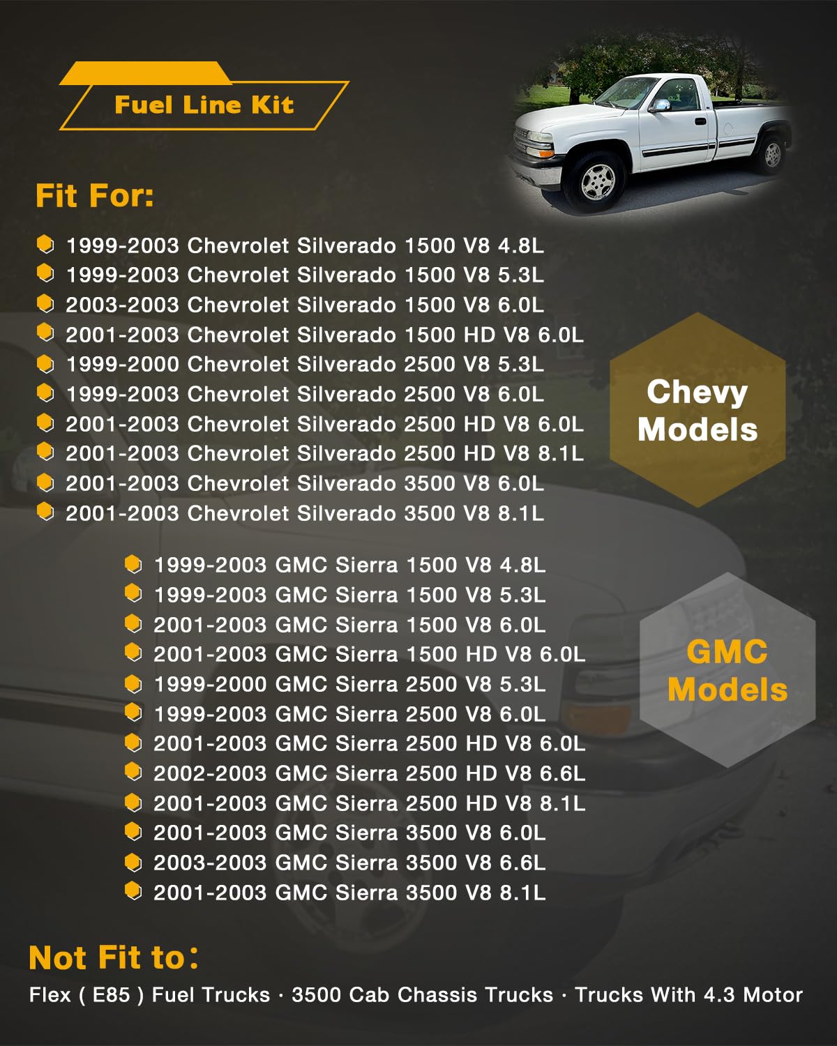 Gledewen fuel lines kit: engine-to-filter line for precise fuel flow and proper fit.