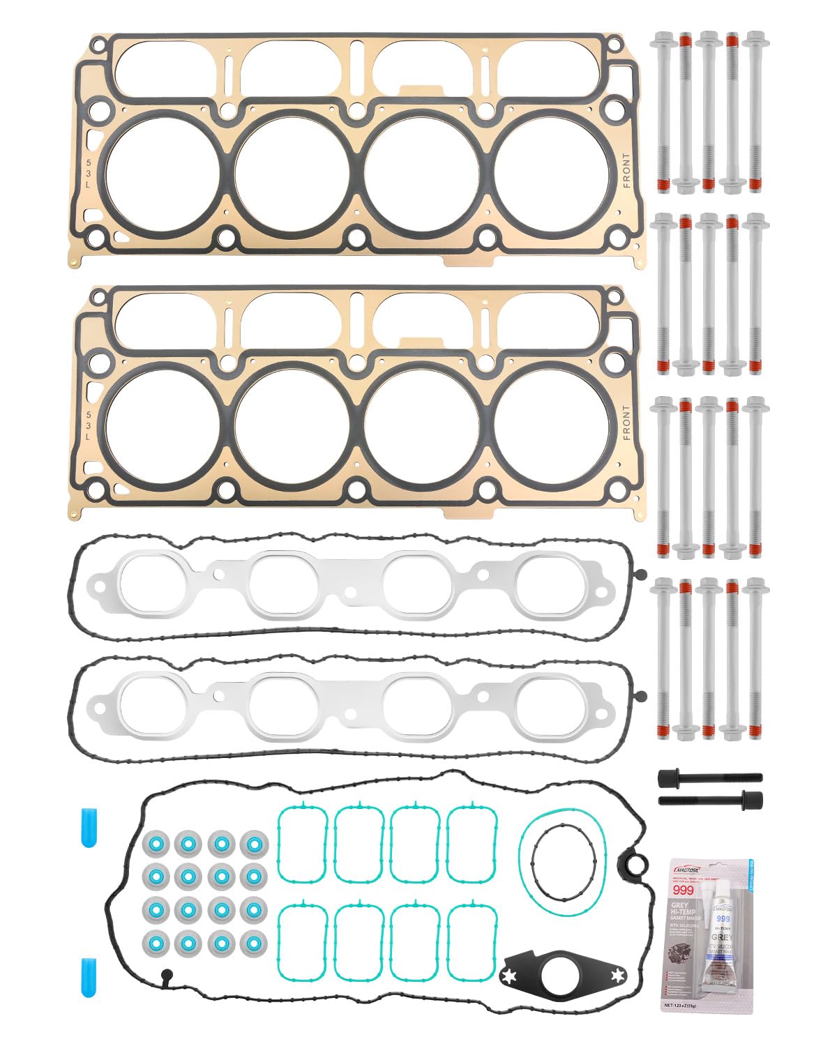 Gledewen 5.3L head gasket set with bolts for precise fit and sealing.