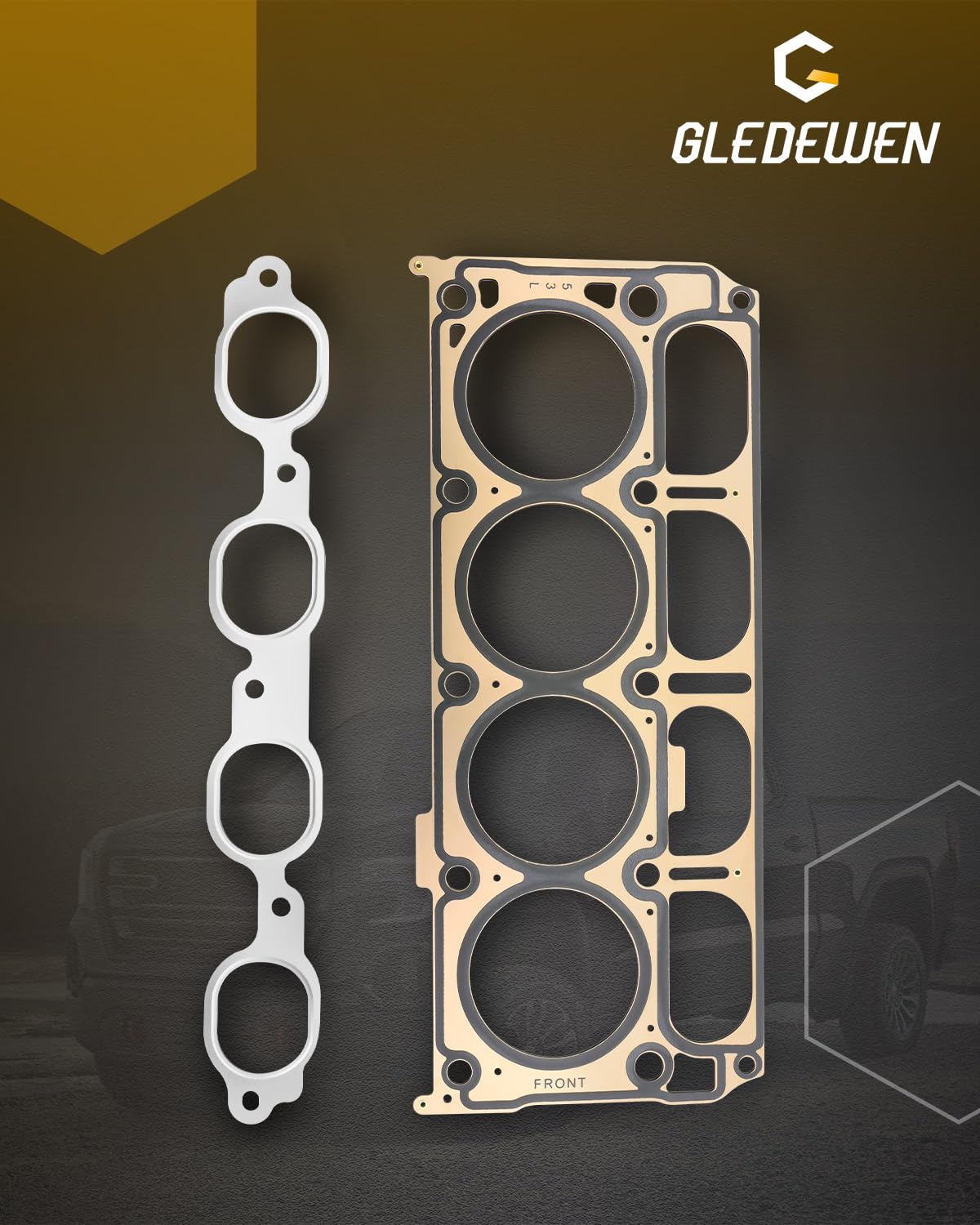 Gledewen intake manifold gasket demonstrates comprehensive seal around runners.