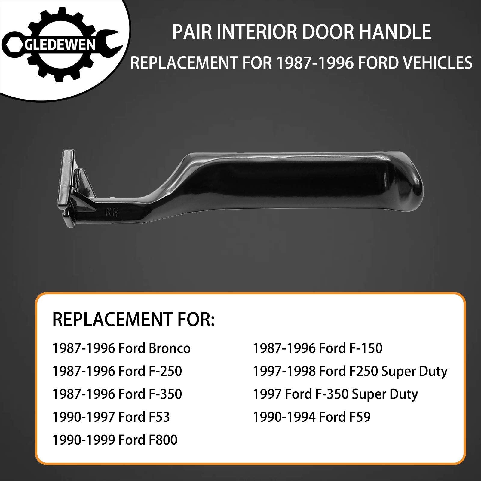 Gledewen interior door handle rear-left, weather-resistant metal design