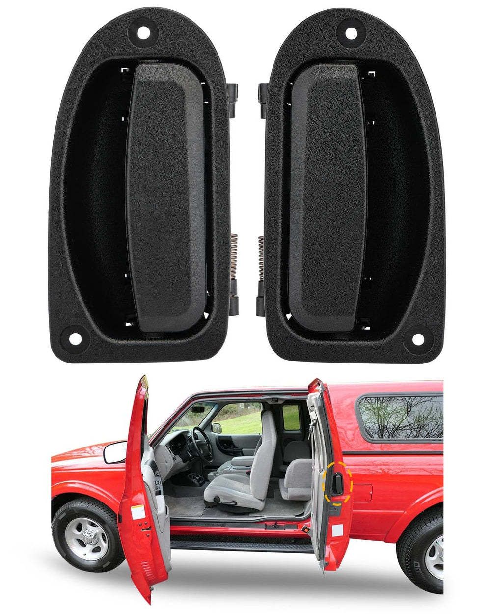 Gledewen interior rear door handle left side for extended cab, OEM-style replacement.