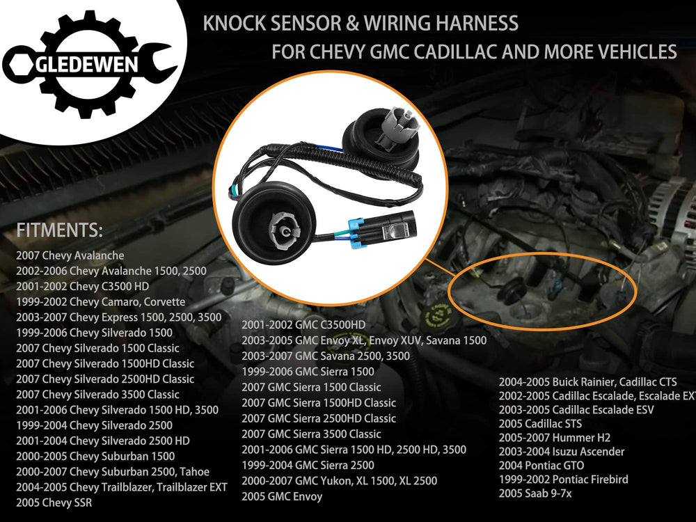 Gledewen knock sensor 5.3l replacement fits Chevy Suburban and Silverado.