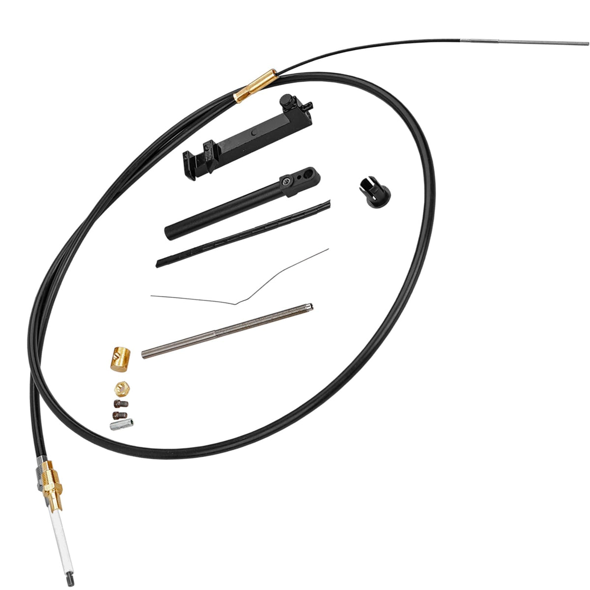 Gledewen MerCruiser lower shift cable kit front view showing rugged OEM-style construction.