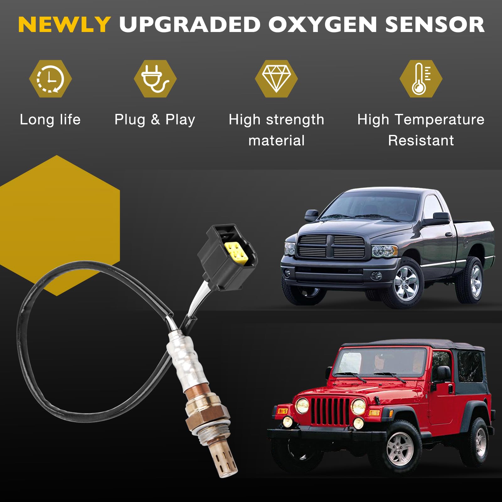 Gledewen oxygen sensor stainless steel body close-up highlights durability.