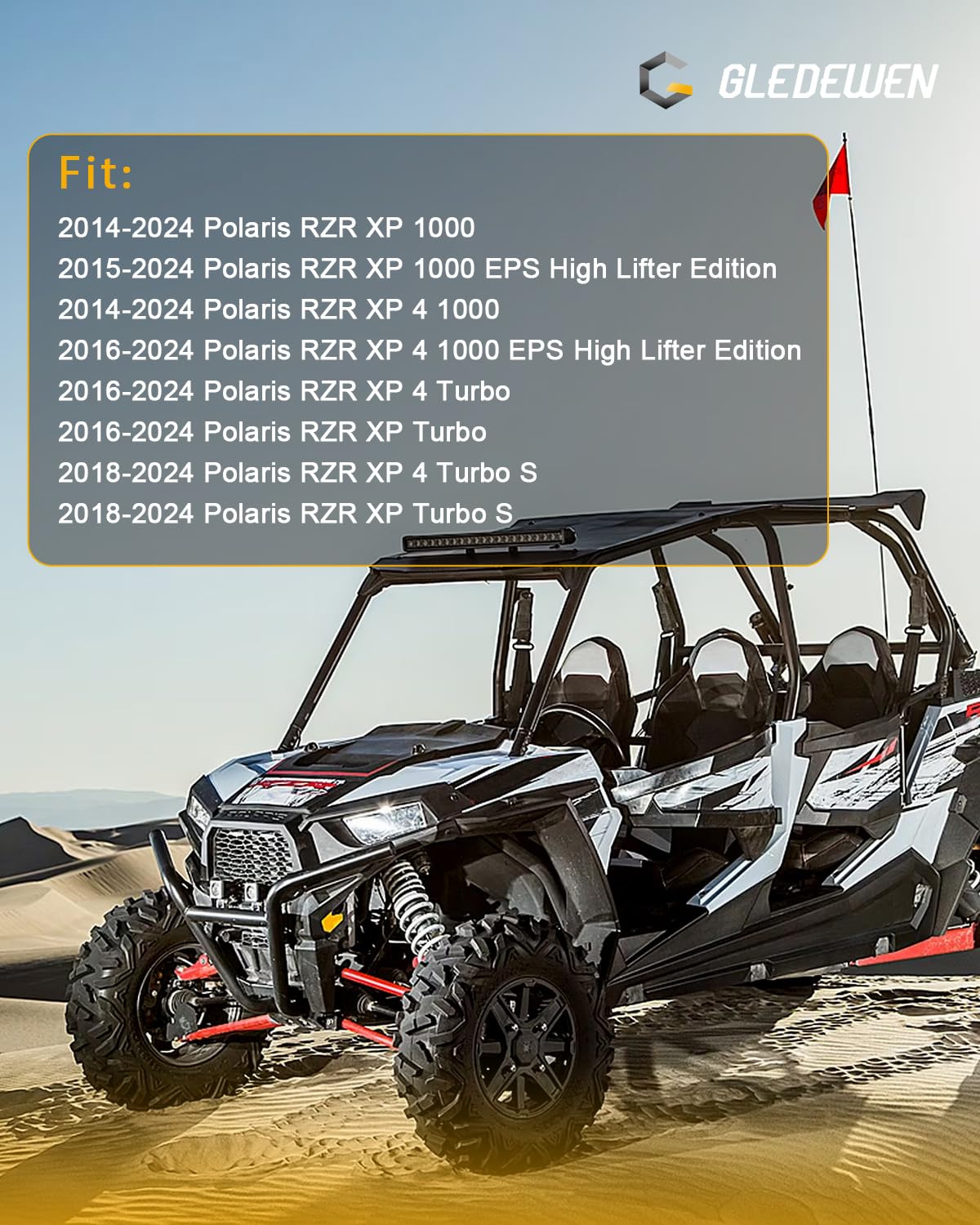 Gledewen Polaris RZR XP-4 Turbo S fitment for 2014–2024 models.