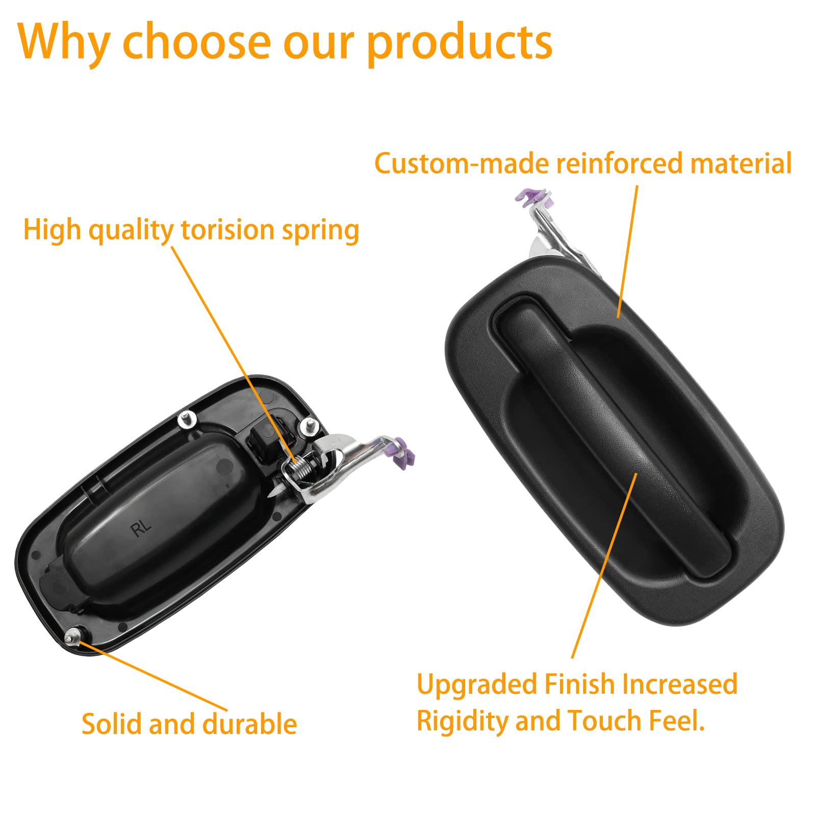 Gledewen rear exterior left door handle with chrome lever for balanced styling.