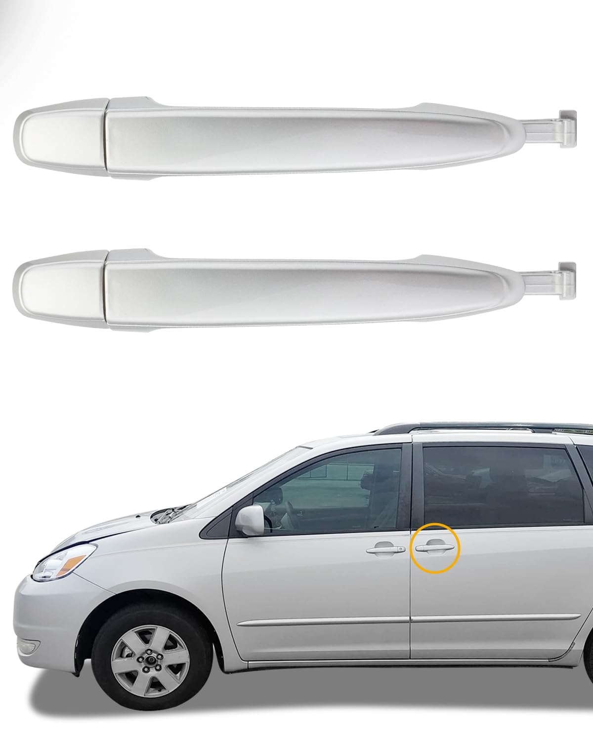 Gledewen sliding door handle for Toyota Sienna rear-left chrome finish boosts exterior styling.