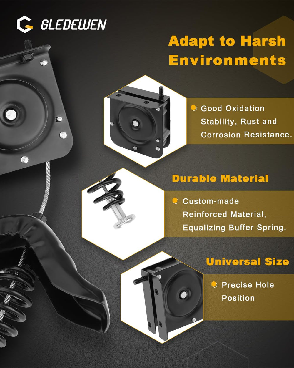 Gledewen crank handle enables smooth raising and lowering of the wheel