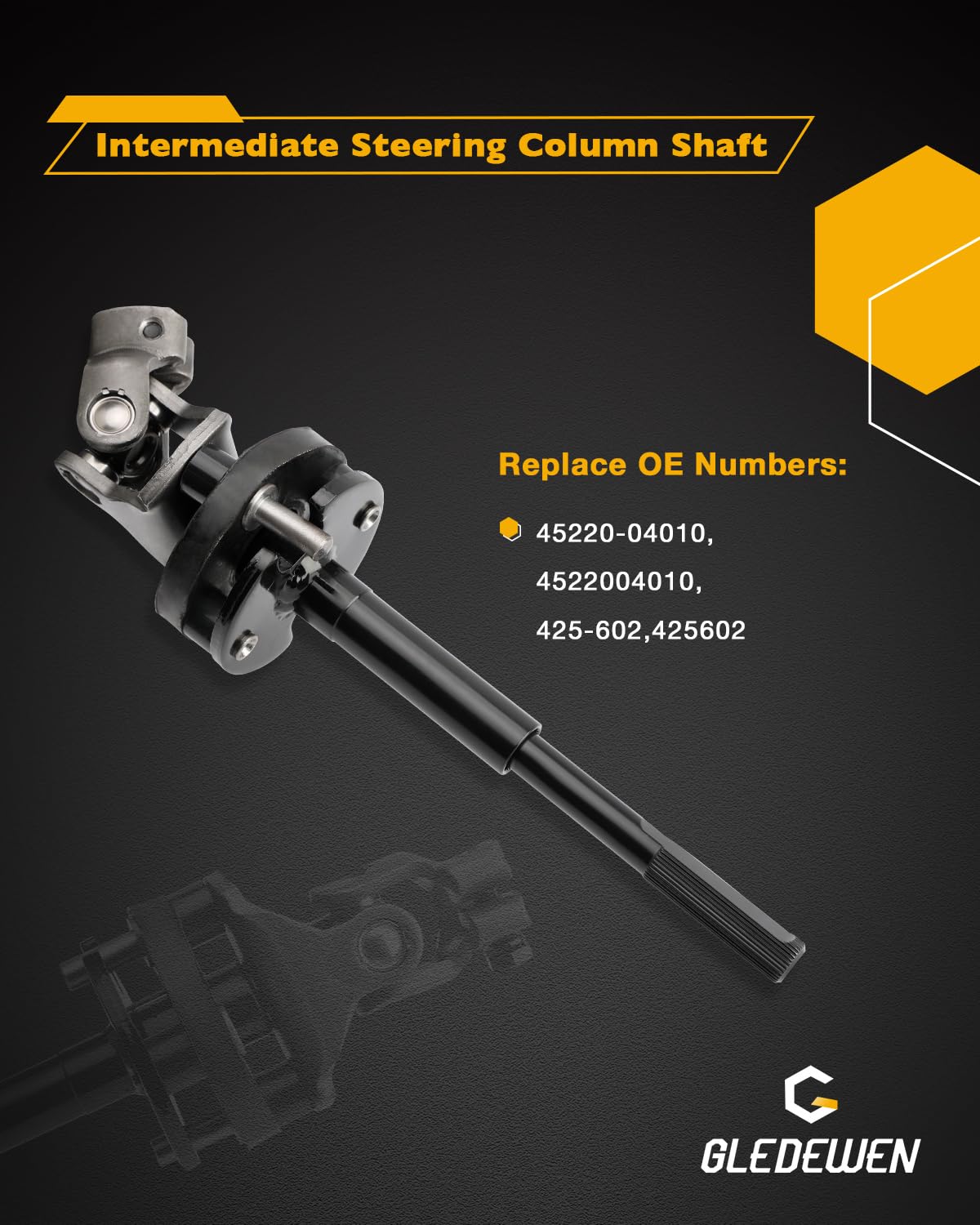 Gledewen steering column shaft assembly highlighting full-length rugged build