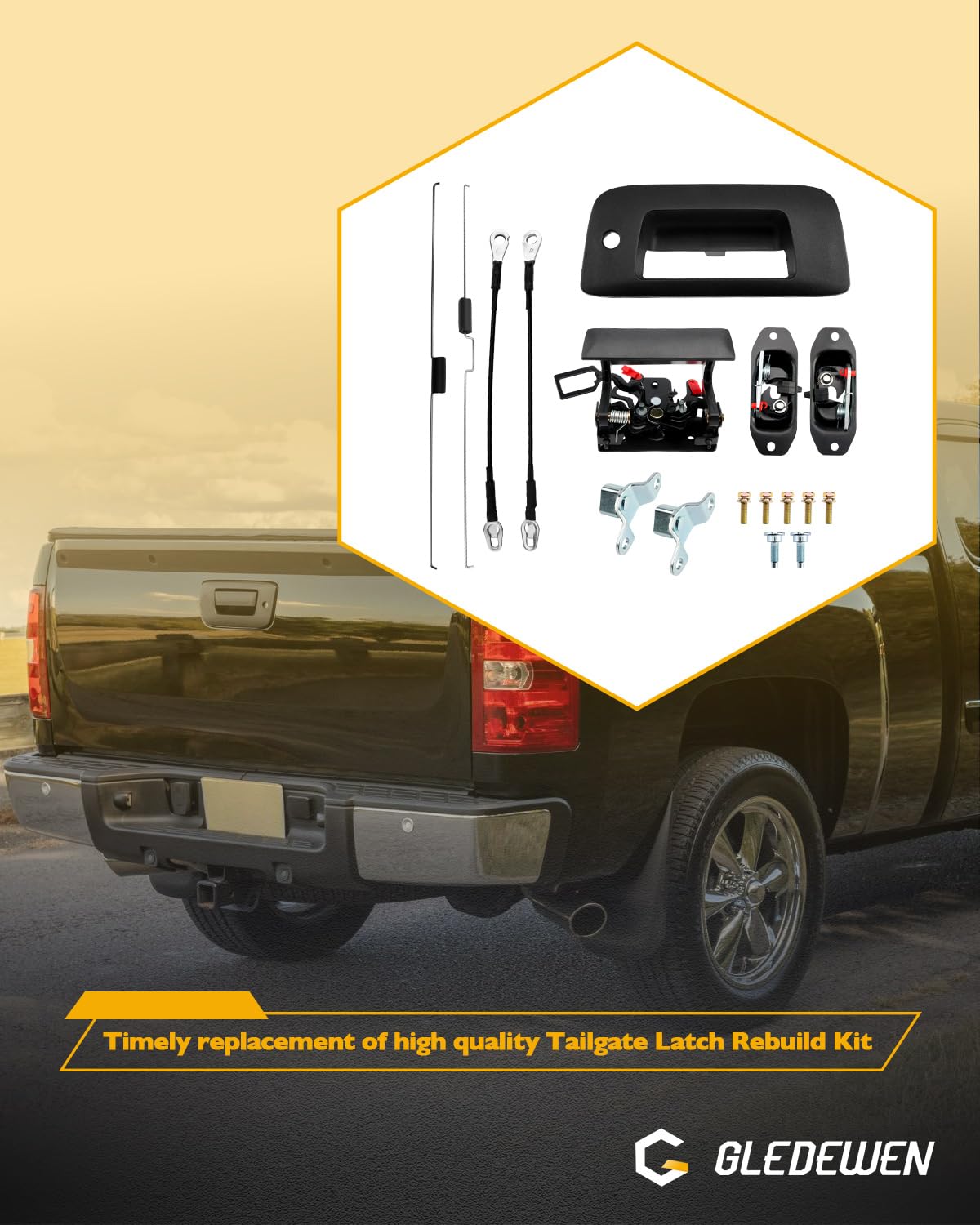 Gledewen tailgate handle bezel trim enhances finish and fit