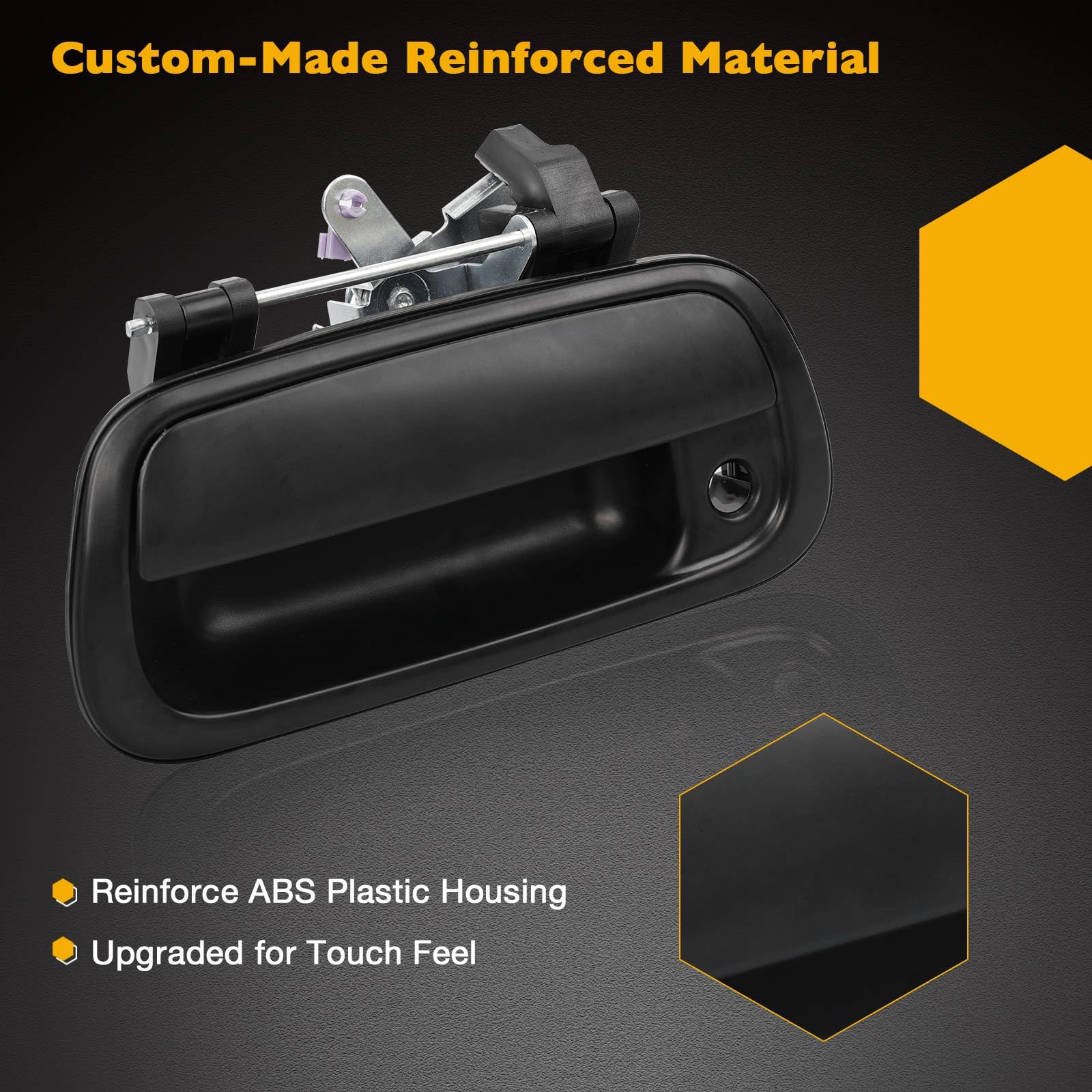 Gledewen tailgate handle front view shows durable construction.