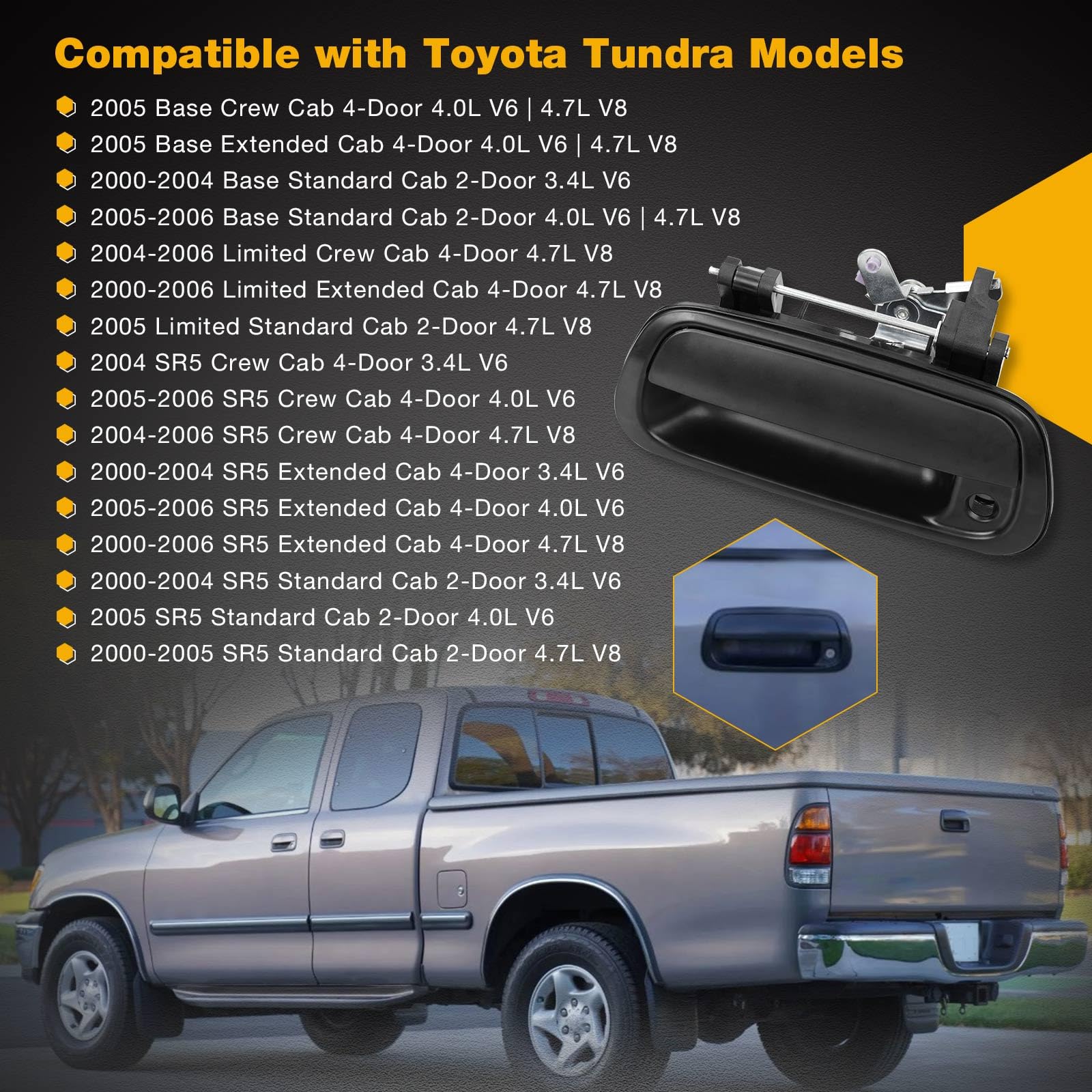 Gledewen tailgate handle weather-tested design for outdoor use.