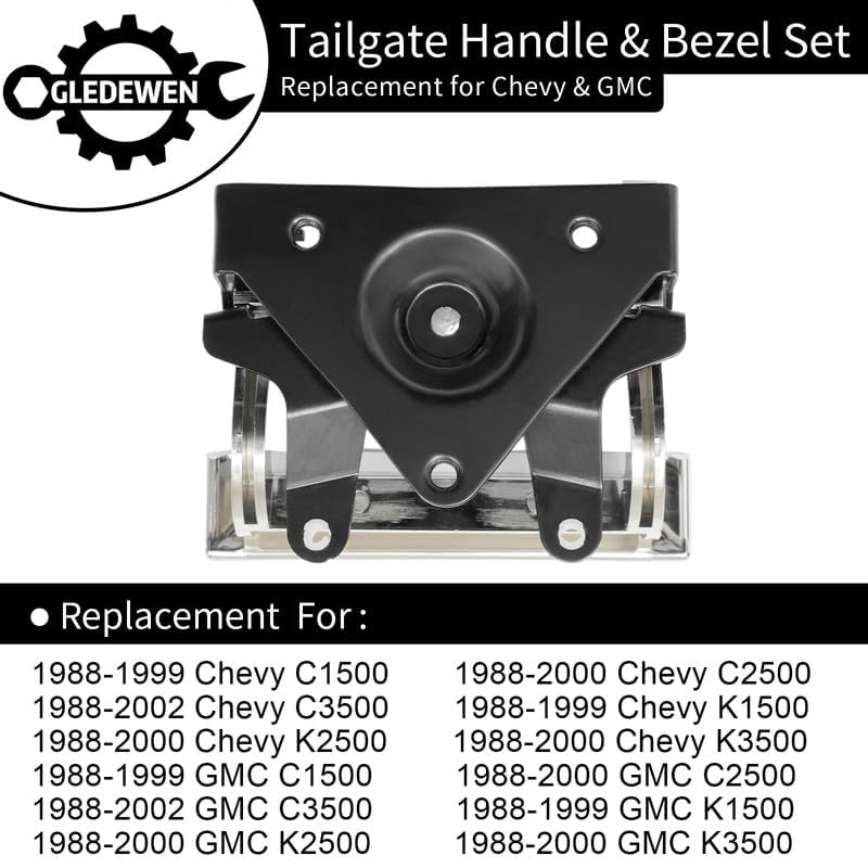 Gledewen chrome tailgate latch close-up illustrates durable finish