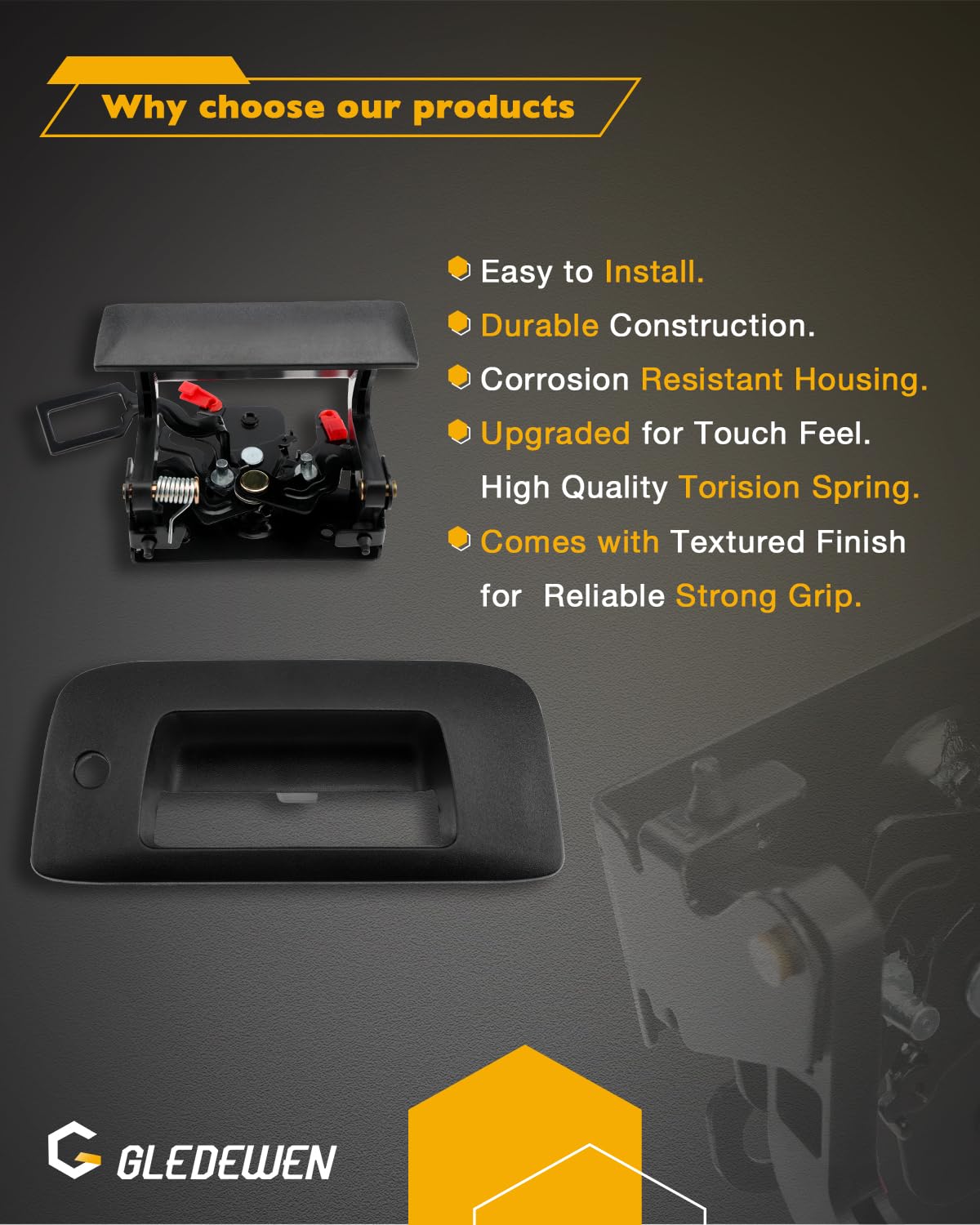 Gledewen tailgate latch rods aid precise alignment and function