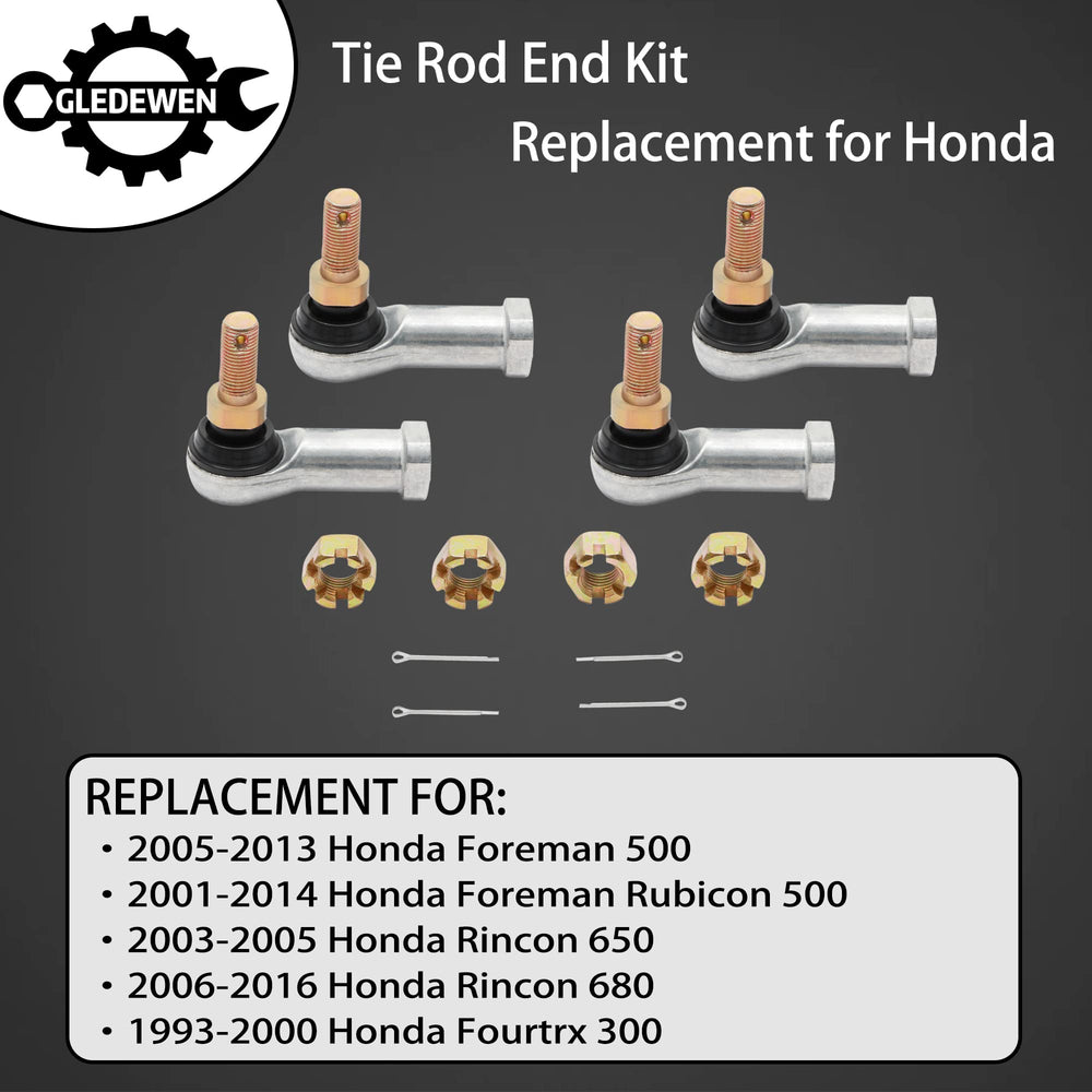 Close-up of Gledewen kit components showing two tie rods and four ends for durable replacement.