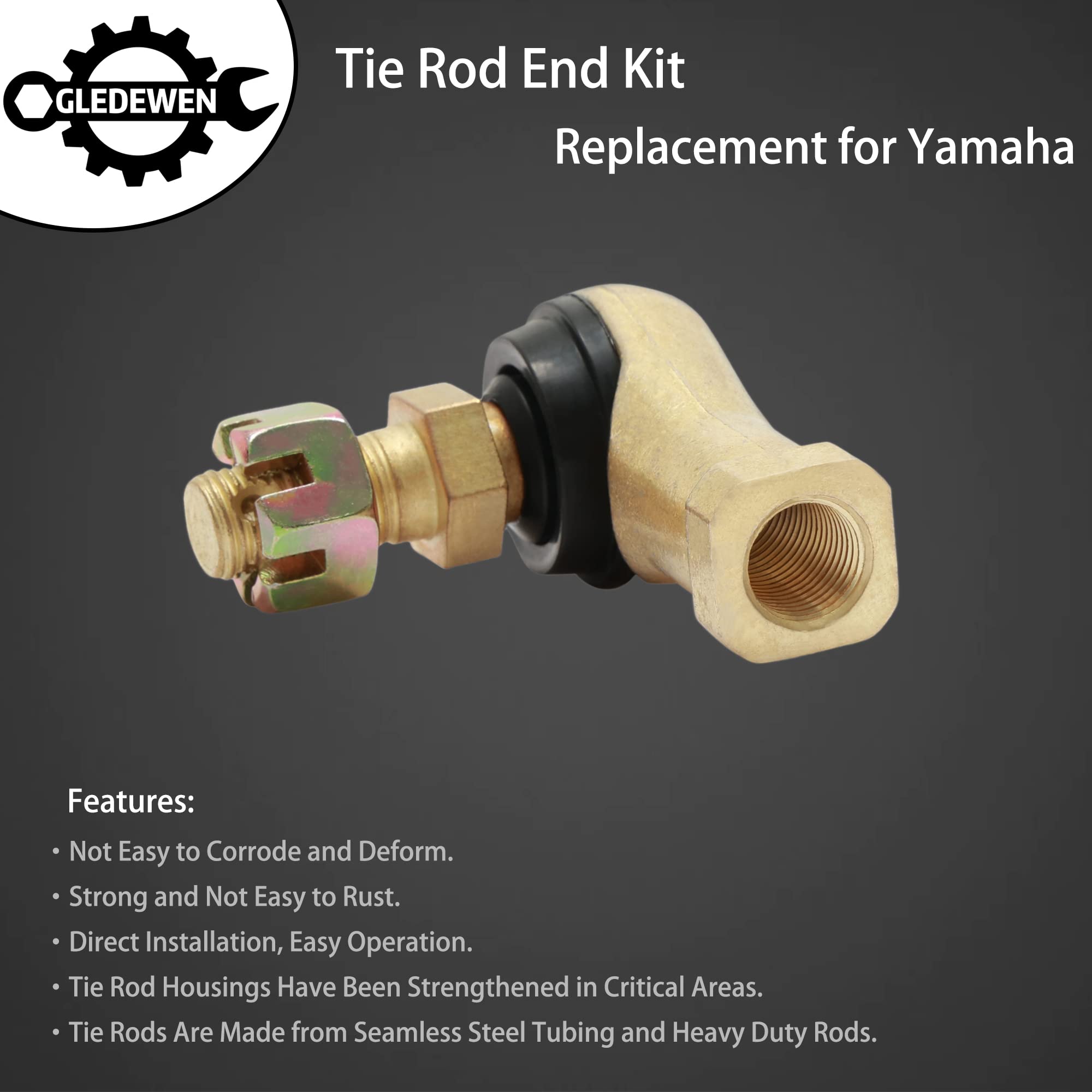 Gledewen installation-ready tie rod kit demonstrates a simple ~15-minute replacement.