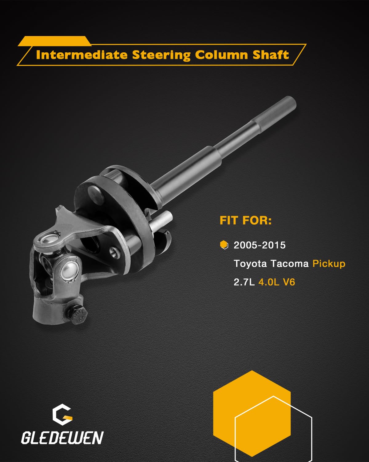 Gledewen steering shaft U-joint end connection demonstrating flexible angles for smooth turns